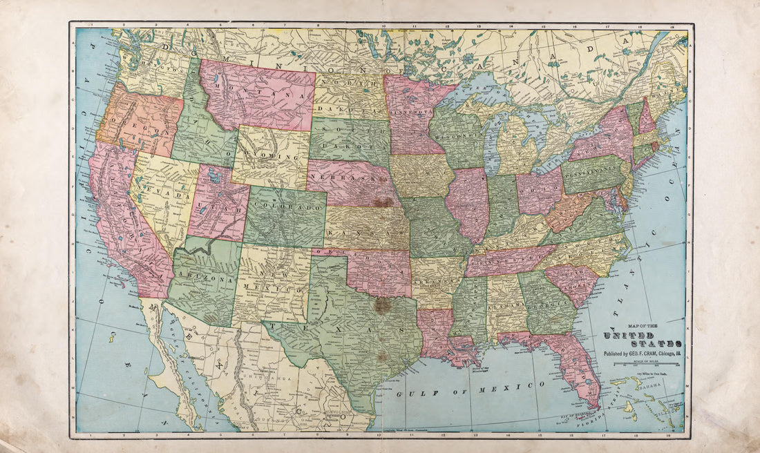 Map of the United States from Standard Atlas of Riley County, Kansas : Including a Plat Book of the Villages, Cities and Townships of the County, Map of the State, United States and World, Patrons Directory, Reference Business … 1909 by Relic Map Company