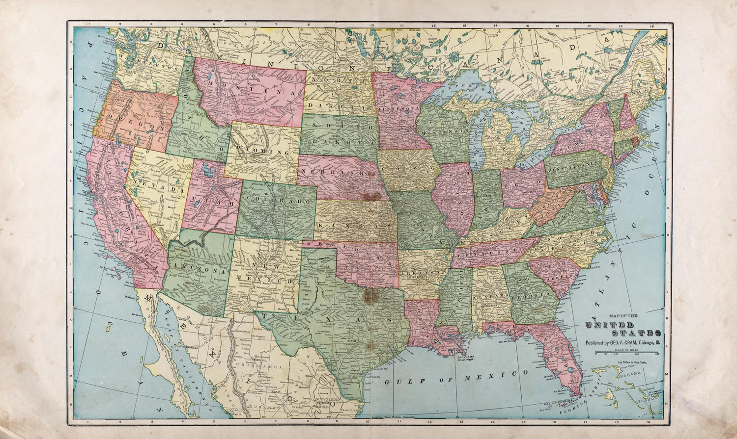 Map of the United States from Standard Atlas of Riley County, Kansas : Including a Plat Book of the Villages, Cities and Townships of the County, Map of the State, United States and World, Patrons Directory, Reference Business … 1909 by Relic Map Company