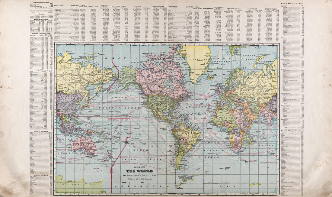 Map of the World from Standard Atlas of Riley County, Kansas : Including a Plat Book of the Villages, Cities and Townships of the County, Map of the State, United States and World, Patrons Directory, Reference Business … 1909 by Relic Map Company