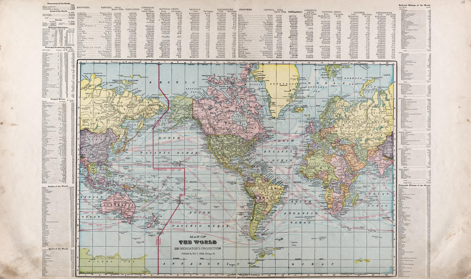 Map of the World from Standard Atlas of Riley County, Kansas : Including a Plat Book of the Villages, Cities and Townships of the County, Map of the State, United States and World, Patrons Directory, Reference Business … 1909 by Relic Map Company