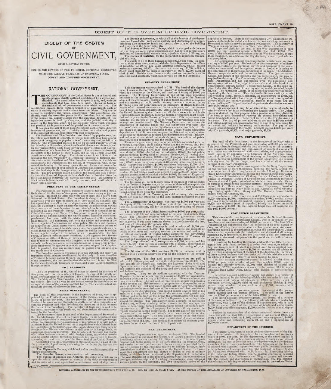 Digest of the System of Government - 1 from Standard Atlas of Riley County, Kansas : Including a Plat Book of the Villages, Cities and Townships of the County, Map of the State, United States and World, Patrons Directory, Reference Business … 1909 by Relic Map Company