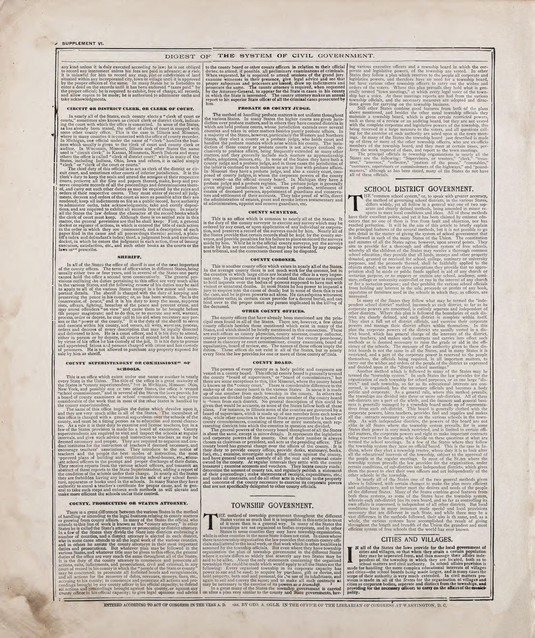 Digest of the System of Government - 4 from Standard Atlas of Riley County, Kansas : Including a Plat Book of the Villages, Cities and Townships of the County, Map of the State, United States and World, Patrons Directory, Reference Business … 1909 by Relic Map Company
