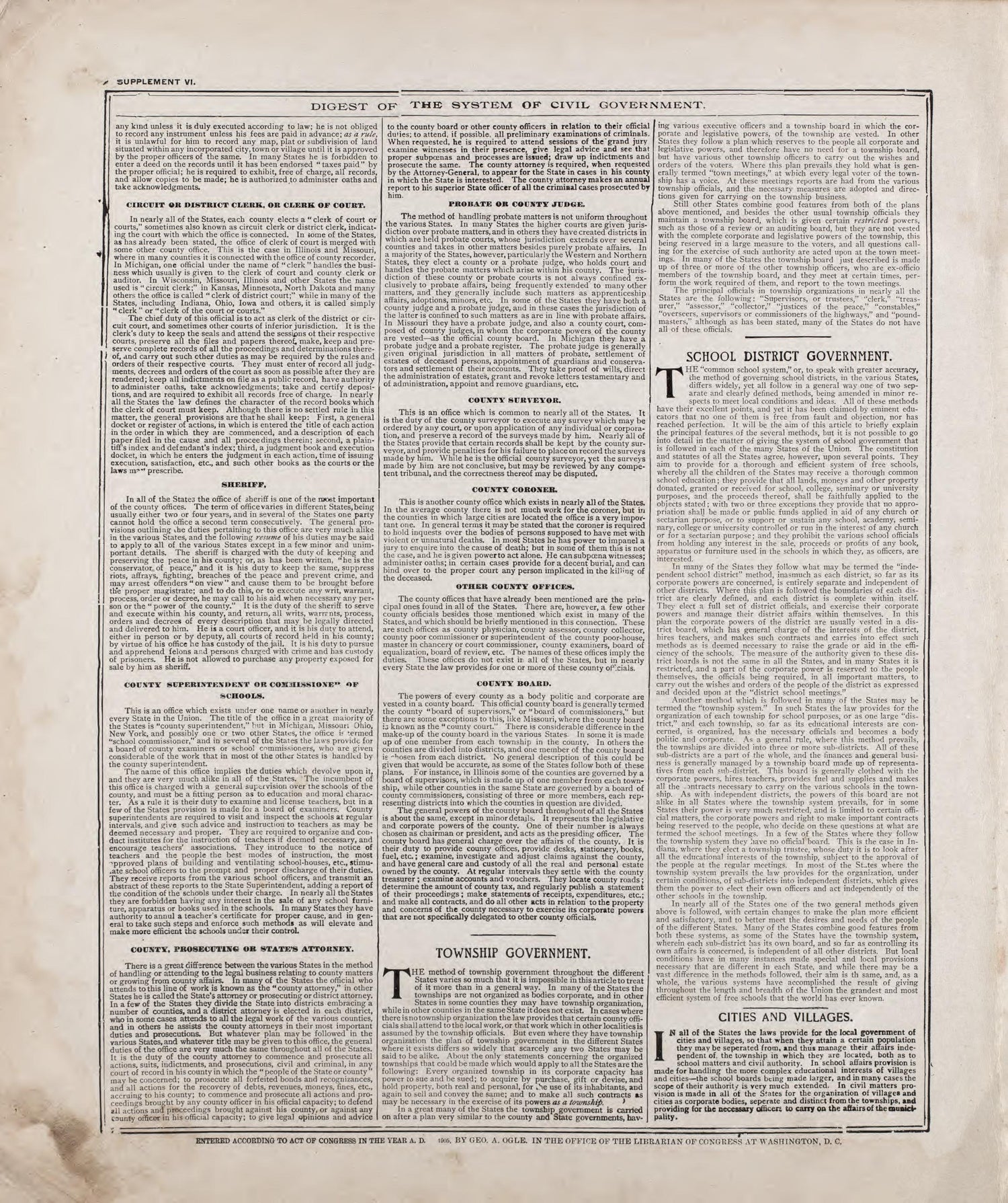 Digest of the System of Government - 4 from Standard Atlas of Riley County, Kansas : Including a Plat Book of the Villages, Cities and Townships of the County, Map of the State, United States and World, Patrons Directory, Reference Business … 1909 by Relic Map Company