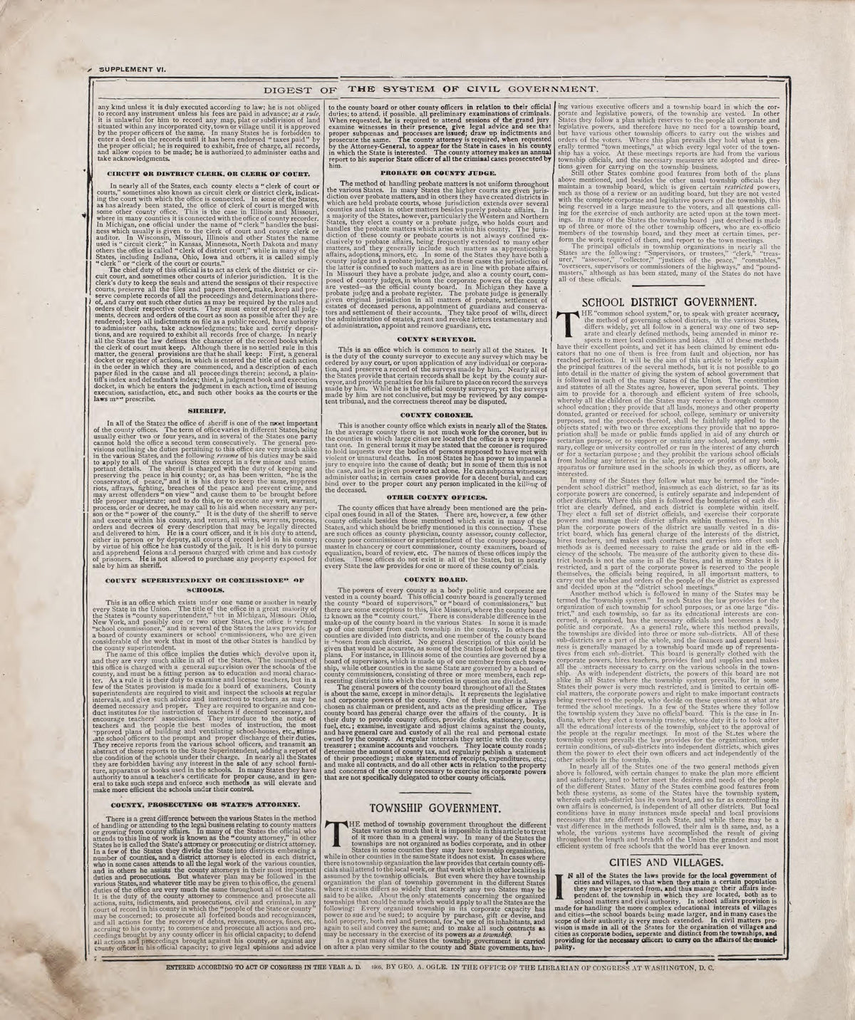 Digest of the System of Government - 4 from Standard Atlas of Riley County, Kansas : Including a Plat Book of the Villages, Cities and Townships of the County, Map of the State, United States and World, Patrons Directory, Reference Business … 1909 by Relic Map Company