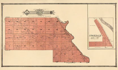 Map of Grant Township -- Stockdale from Standard Atlas of Riley County, Kansas : Including a Plat Book of the Villages, Cities and Townships of the County, Map of the State, United States and World, Patrons Directory, Reference Business … 1909