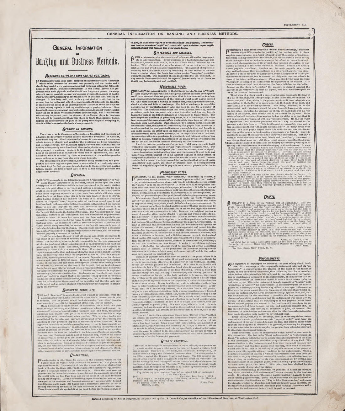 General Information On Banking and Business Methods - 1 from Standard Atlas of Riley County, Kansas : Including a Plat Book of the Villages, Cities and Townships of the County, Map of the State, United States and World, Patrons Directory, Reference Bu... by Relic Map Company