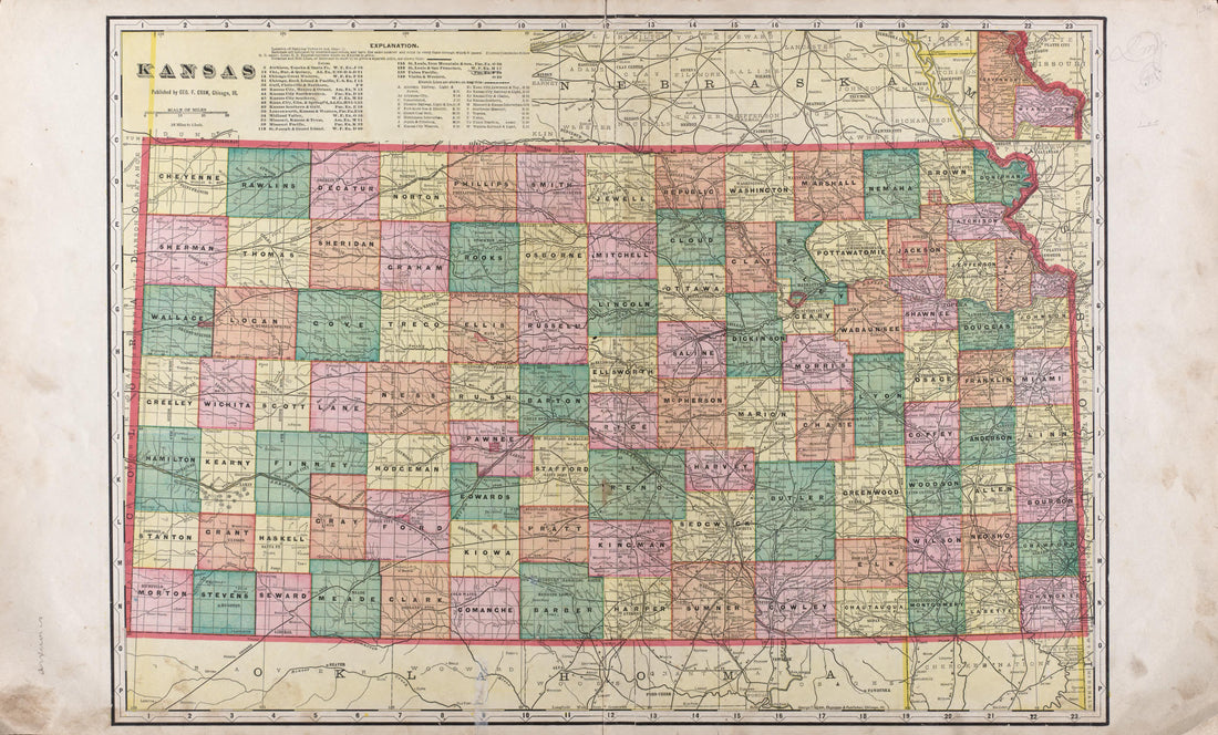 Kansas from Standard Atlas of Riley County, Kansas : Including a Plat Book of the Villages, Cities and Townships of the County, Map of the State, United States and World, Patrons Directory, Reference Business … 1909 by Relic Map Company