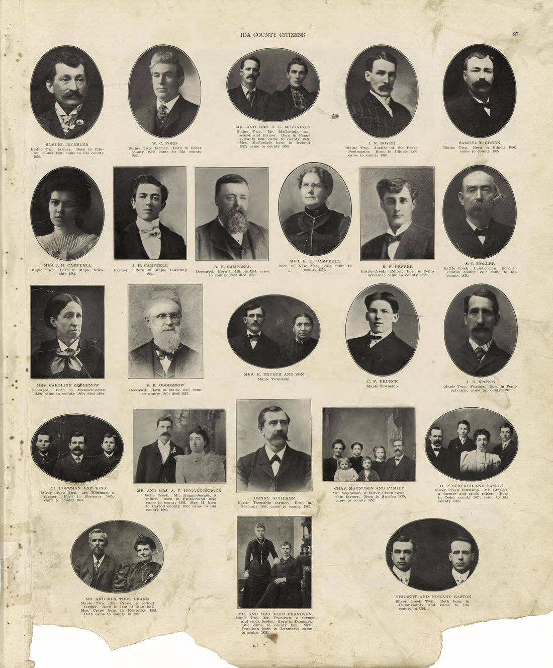 Ida County Citizens - Continued from Atlas of Ida County, Iowa : Containing Maps of Villages, Cities and Townships of the County, Maps of State, United States and World, Farmers Directory, Business Directory, General Information 1906 by Relic Map Company
