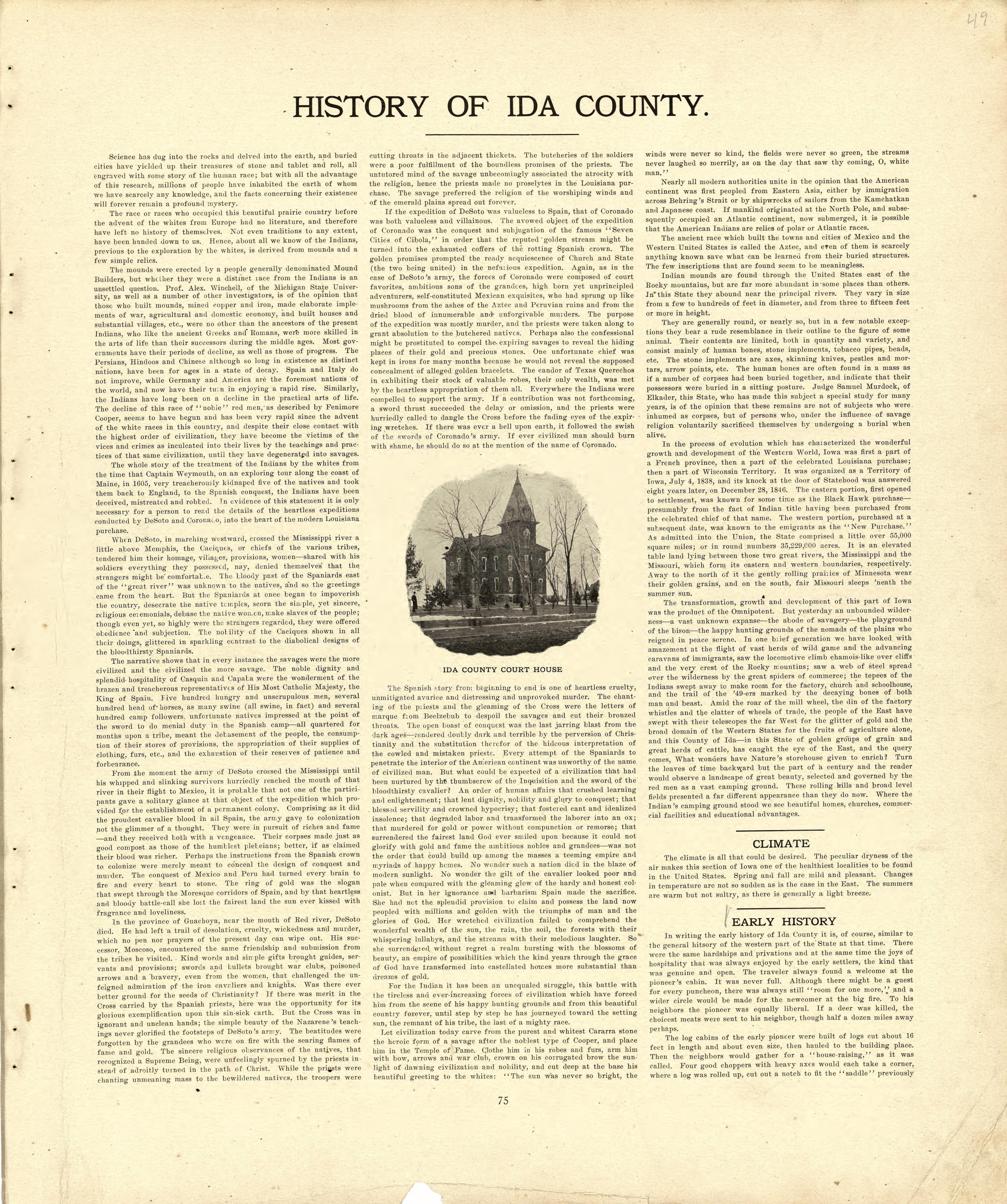 History of Ida County from Atlas of Ida County, Iowa : Containing Maps of Villages, Cities and Townships of the County, Maps of State, United States and World, Farmers Directory, Business Directory, General Information 1906 by Relic Map Company