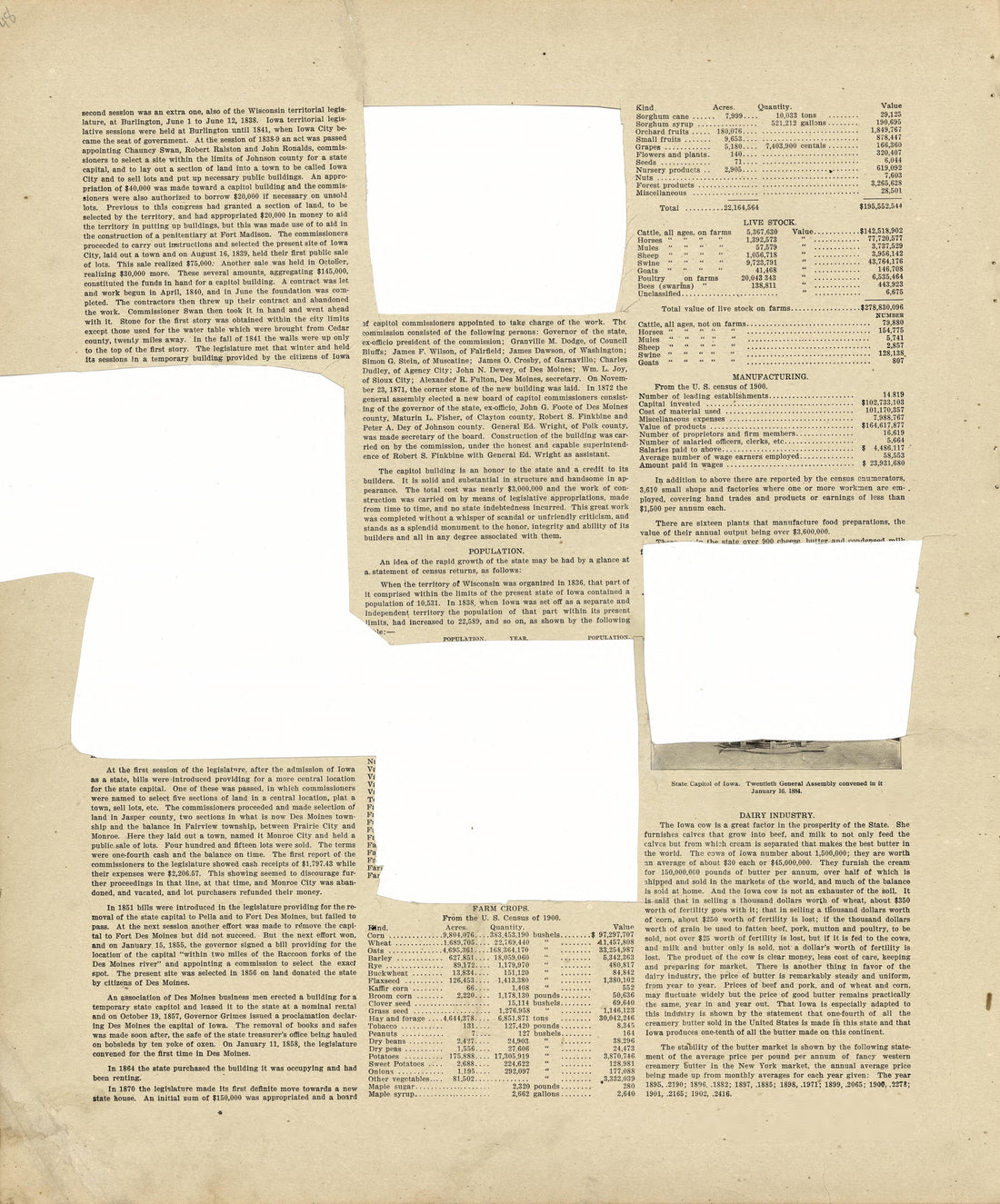 State Description Pages (with Sections Wanting) from Atlas of Ida County, Iowa : Containing Maps of Villages, Cities and Townships of the County, Maps of State, United States and World, Farmers Directory, Business Directory, General Information 1906 by Relic Map Company