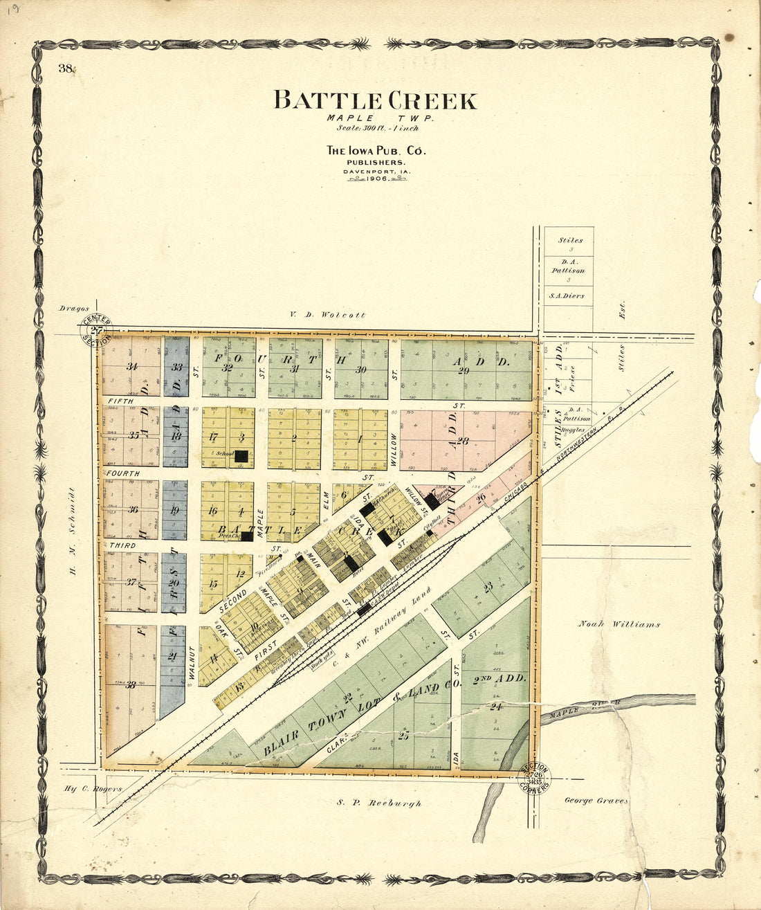 Map of Battle Greek from Atlas of Ida County, Iowa : Containing Maps of Villages, Cities and Townships of the County, Maps of State, United States and World, Farmers Directory, Business Directory, General Information 1906 by Relic Map Company