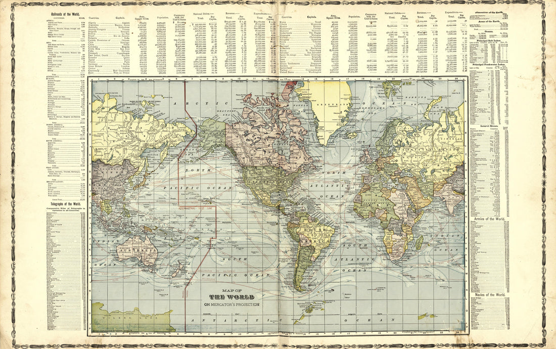 Map of the World from Atlas of Ida County, Iowa : Containing Maps of Villages, Cities and Townships of the County, Maps of State, United States and World, Farmers Directory, Business Directory, General Information 1906 by Relic Map Company