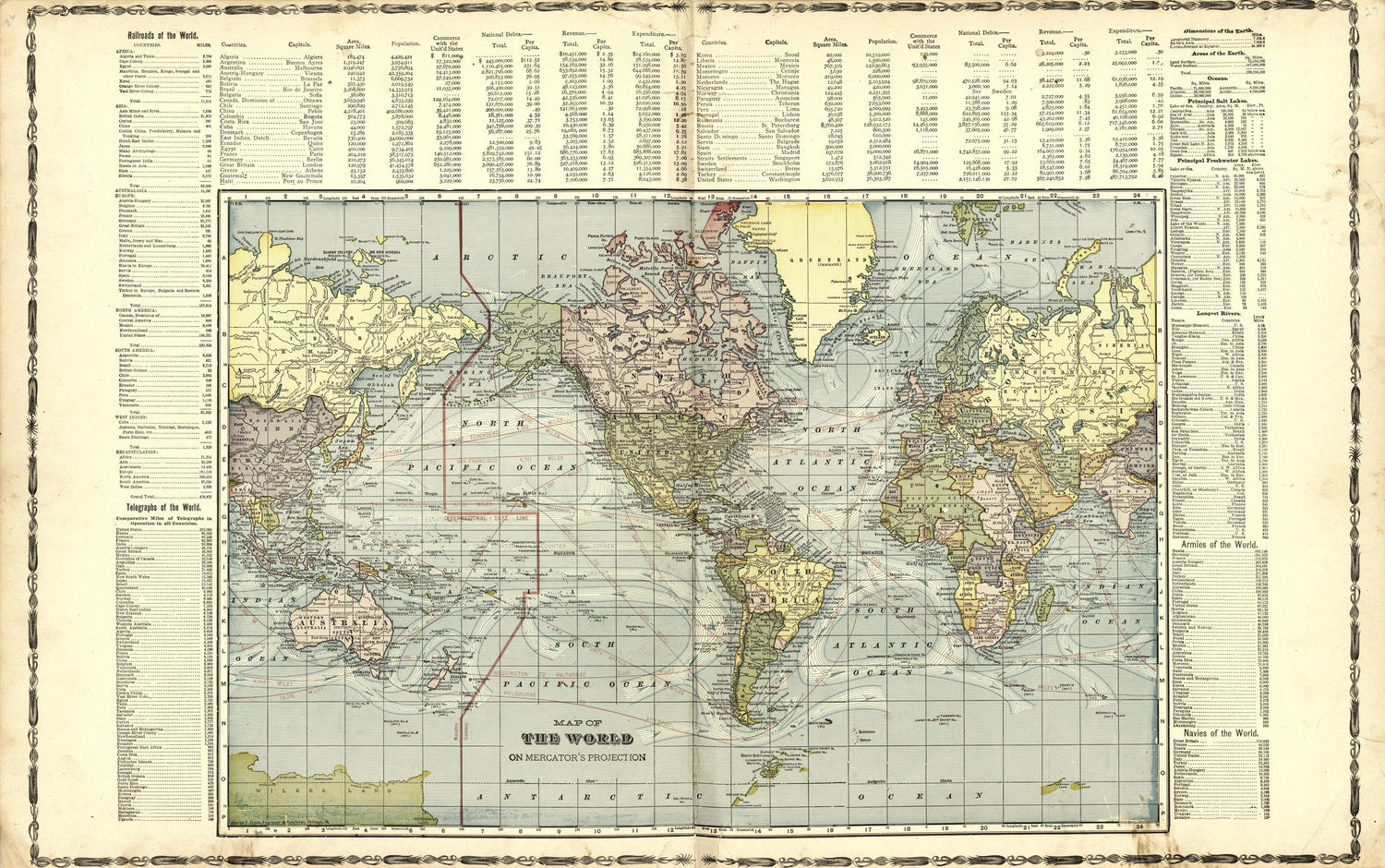 Map of the World from Atlas of Ida County, Iowa : Containing Maps of Villages, Cities and Townships of the County, Maps of State, United States and World, Farmers Directory, Business Directory, General Information 1906 by Relic Map Company