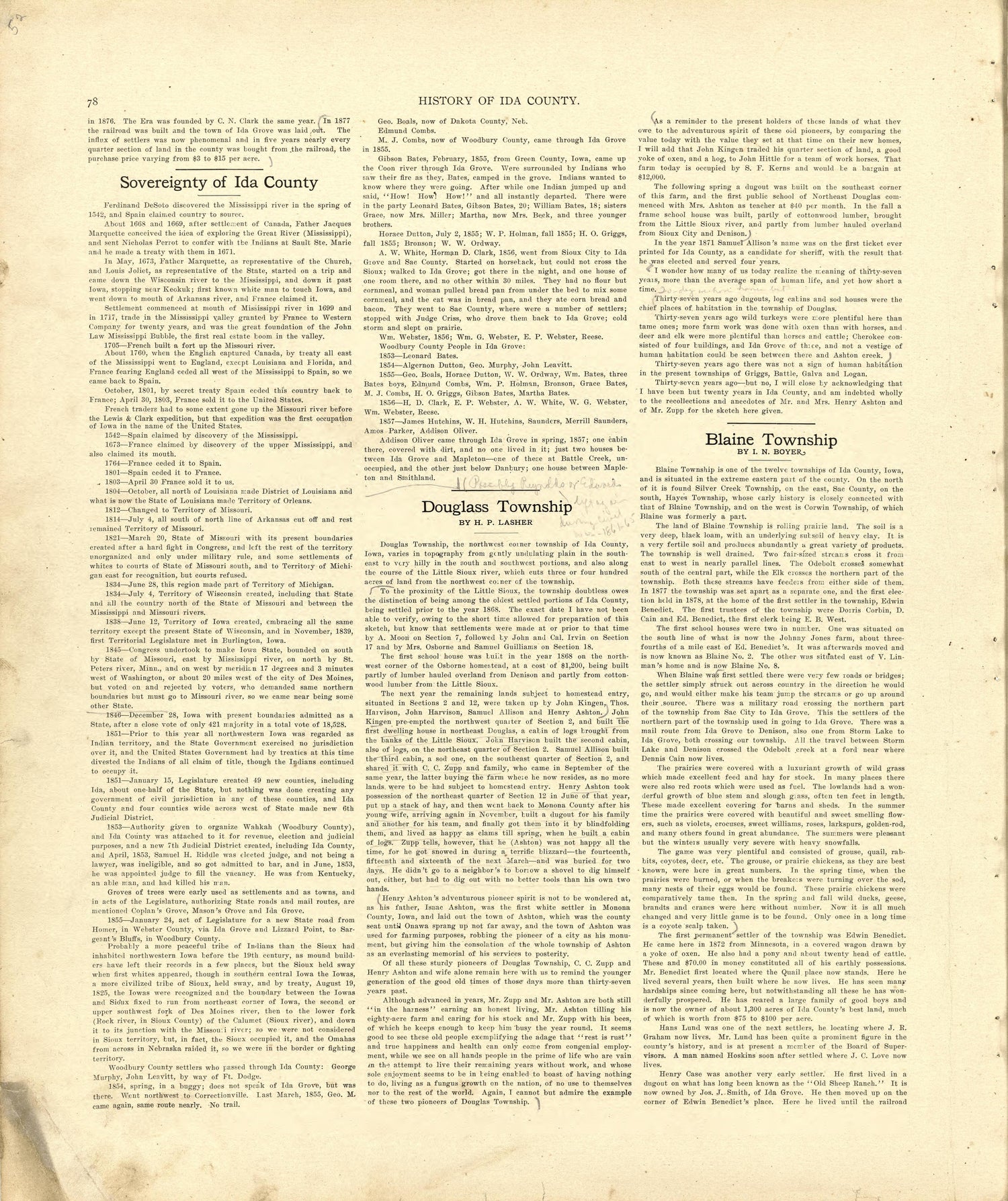 History of Ida County - Continued from Atlas of Ida County, Iowa : Containing Maps of Villages, Cities and Townships of the County, Maps of State, United States and World, Farmers Directory, Business Directory, General Information 1906 by Relic Map Company