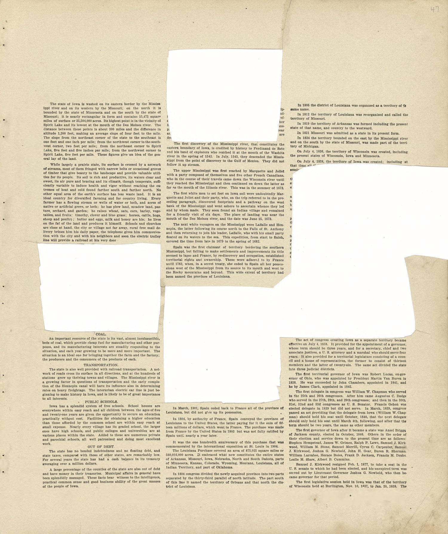 State Description Pages (with Sections Wanting) from Atlas of Ida County, Iowa : Containing Maps of Villages, Cities and Townships of the County, Maps of State, United States and World, Farmers Directory, Business Directory, General Information 1906 by Relic Map Company