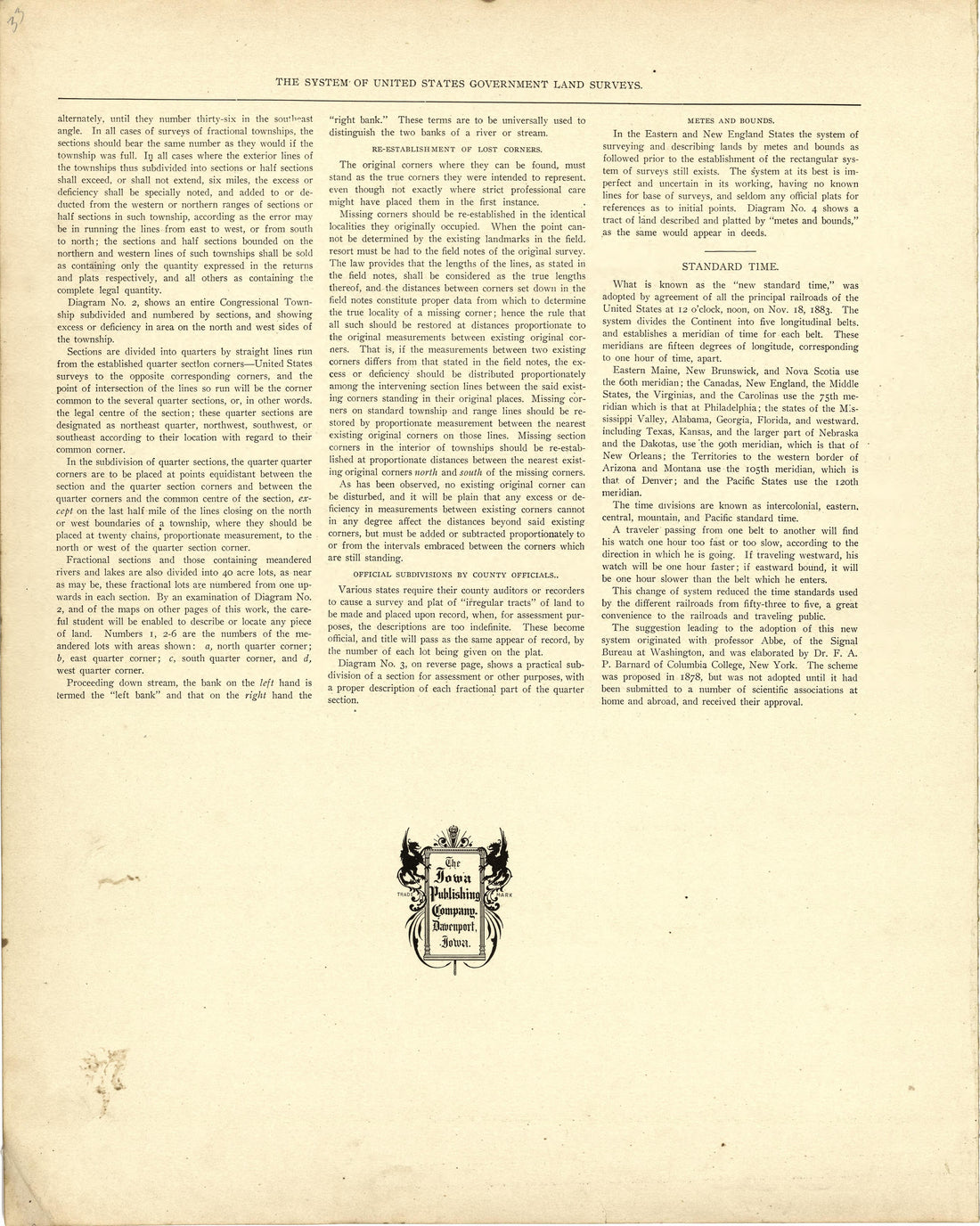 The System of United States Government Land Surveys - Continued from Atlas of Ida County, Iowa : Containing Maps of Villages, Cities and Townships of the County, Maps of State, United States and World, Farmers Directory, Business Directory, General In... by Relic Map Company