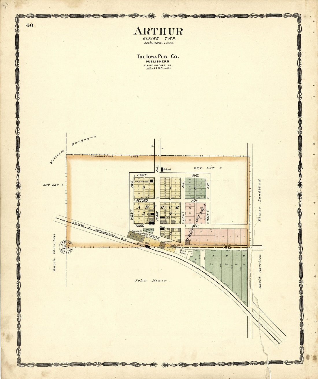 Map of Authur from Atlas of Ida County, Iowa : Containing Maps of Villages, Cities and Townships of the County, Maps of State, United States and World, Farmers Directory, Business Directory, General Information 1906 by Relic Map Company