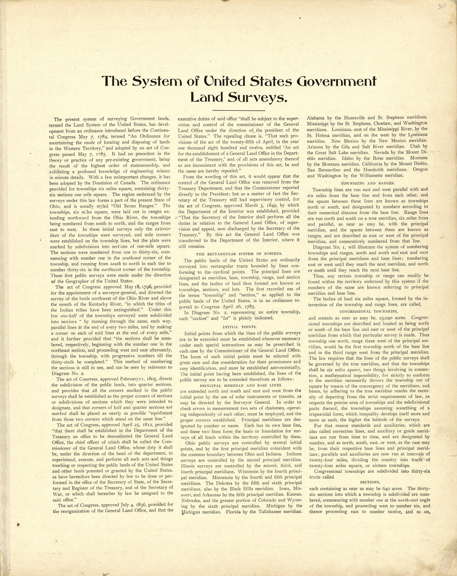 The System of United States Government Land Surveys from Atlas of Ida County, Iowa : Containing Maps of Villages, Cities and Townships of the County, Maps of State, United States and World, Farmers Directory, Business Directory, General Information 1906 by Relic Map Company