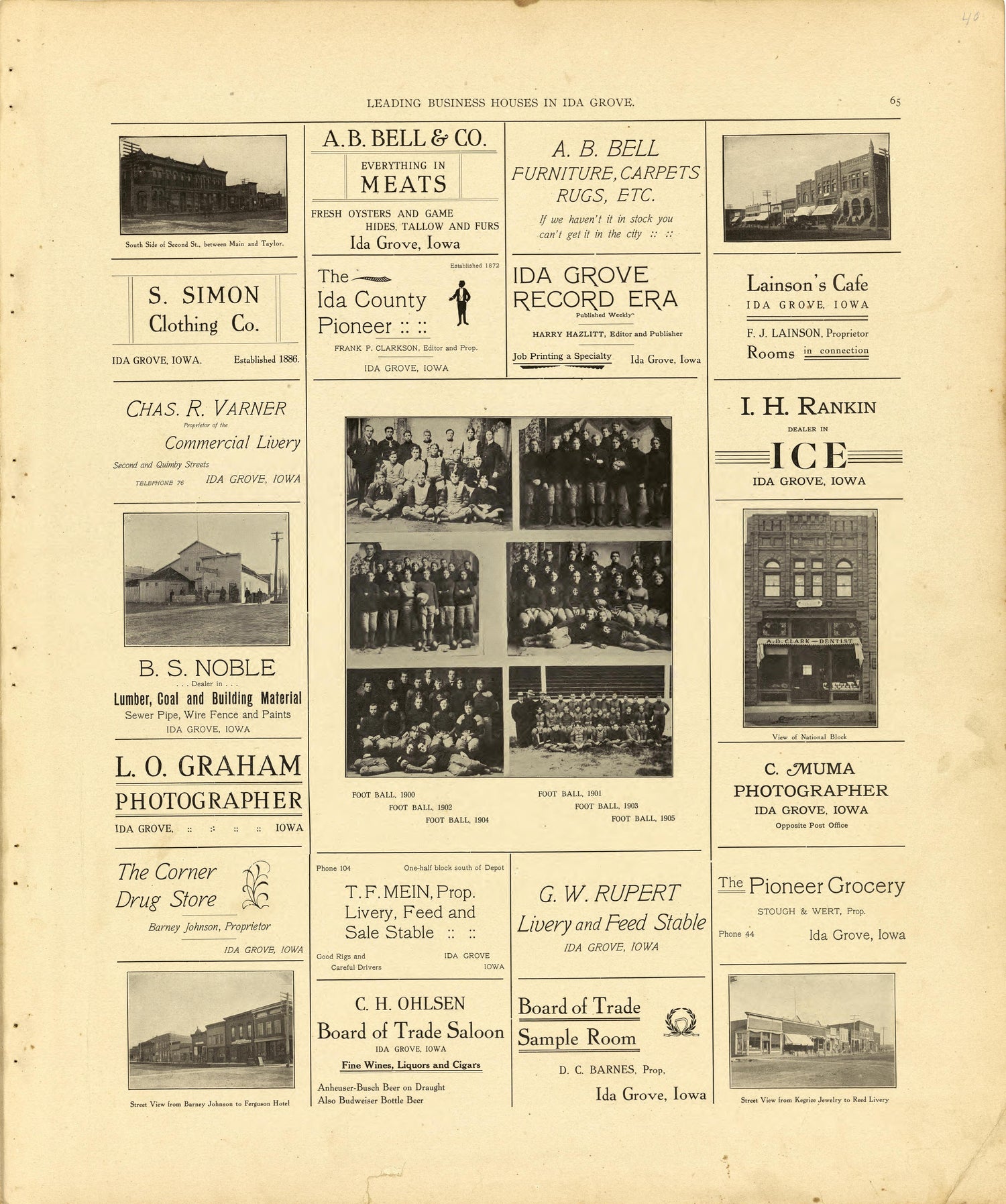 Leading Business Houses In Ida Grove - Continued from Atlas of Ida County, Iowa : Containing Maps of Villages, Cities and Townships of the County, Maps of State, United States and World, Farmers Directory, Business Directory, General Information 1906 by Relic Map Company