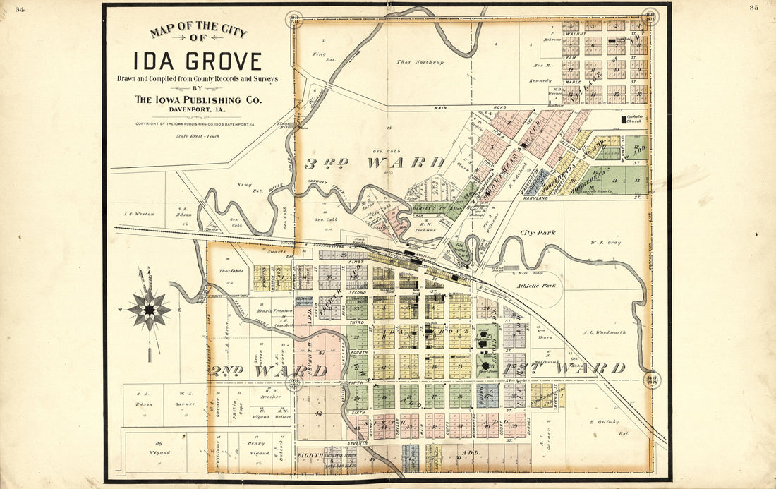 Map of the City Ida Grove from Atlas of Ida County, Iowa : Containing Maps of Villages, Cities and Townships of the County, Maps of State, United States and World, Farmers Directory, Business Directory, General Information 1906 by Relic Map Company
