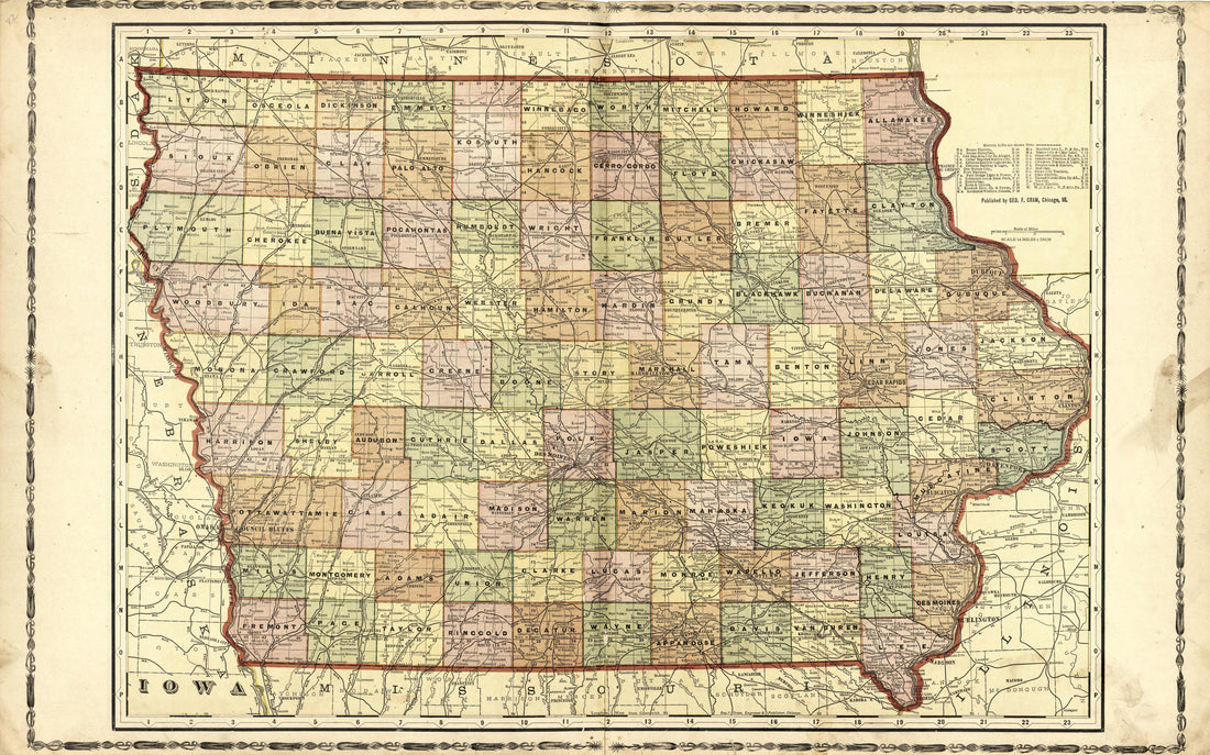 Map of Iowa from Atlas of Ida County, Iowa : Containing Maps of Villages, Cities and Townships of the County, Maps of State, United States and World, Farmers Directory, Business Directory, General Information 1906 by Relic Map Company