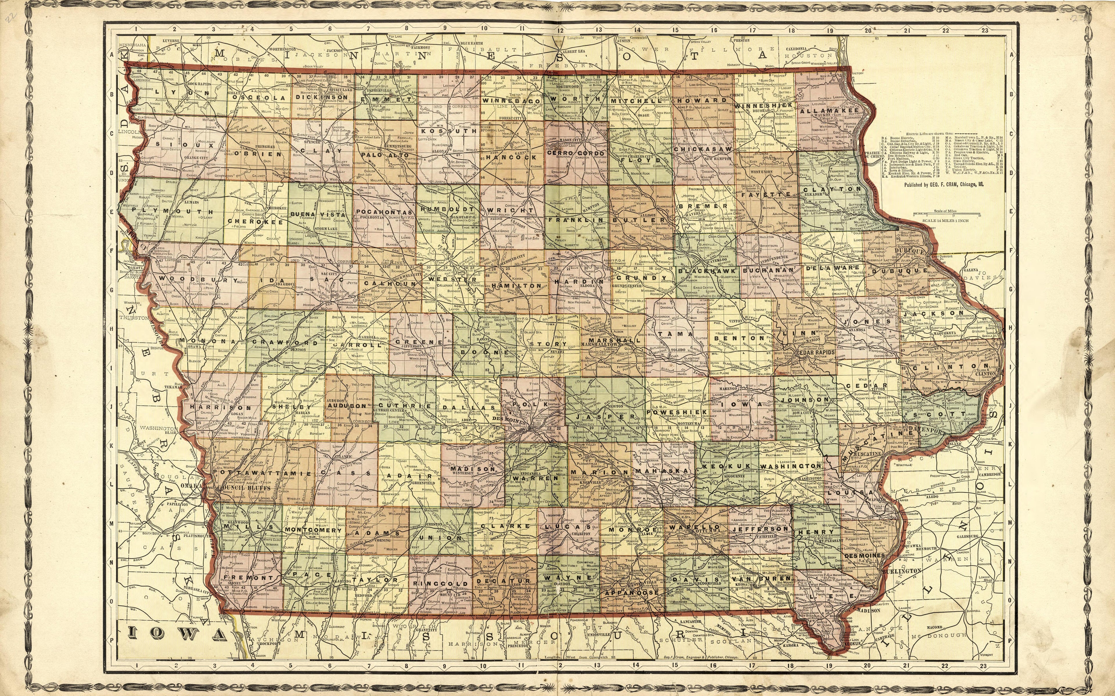 Map of Iowa from Atlas of Ida County, Iowa : Containing Maps of Villages, Cities and Townships of the County, Maps of State, United States and World, Farmers Directory, Business Directory, General Information 1906 by Relic Map Company