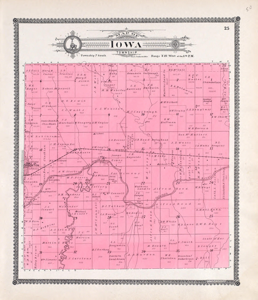 Iowa from Standard Atlas of Rooks County, Kansas : Including a Plat Book of the Villages, Cities and Townships of the County, Map of the State, United States and World, Patrons Directory, Reference Business … 1904 by Relic Map Company