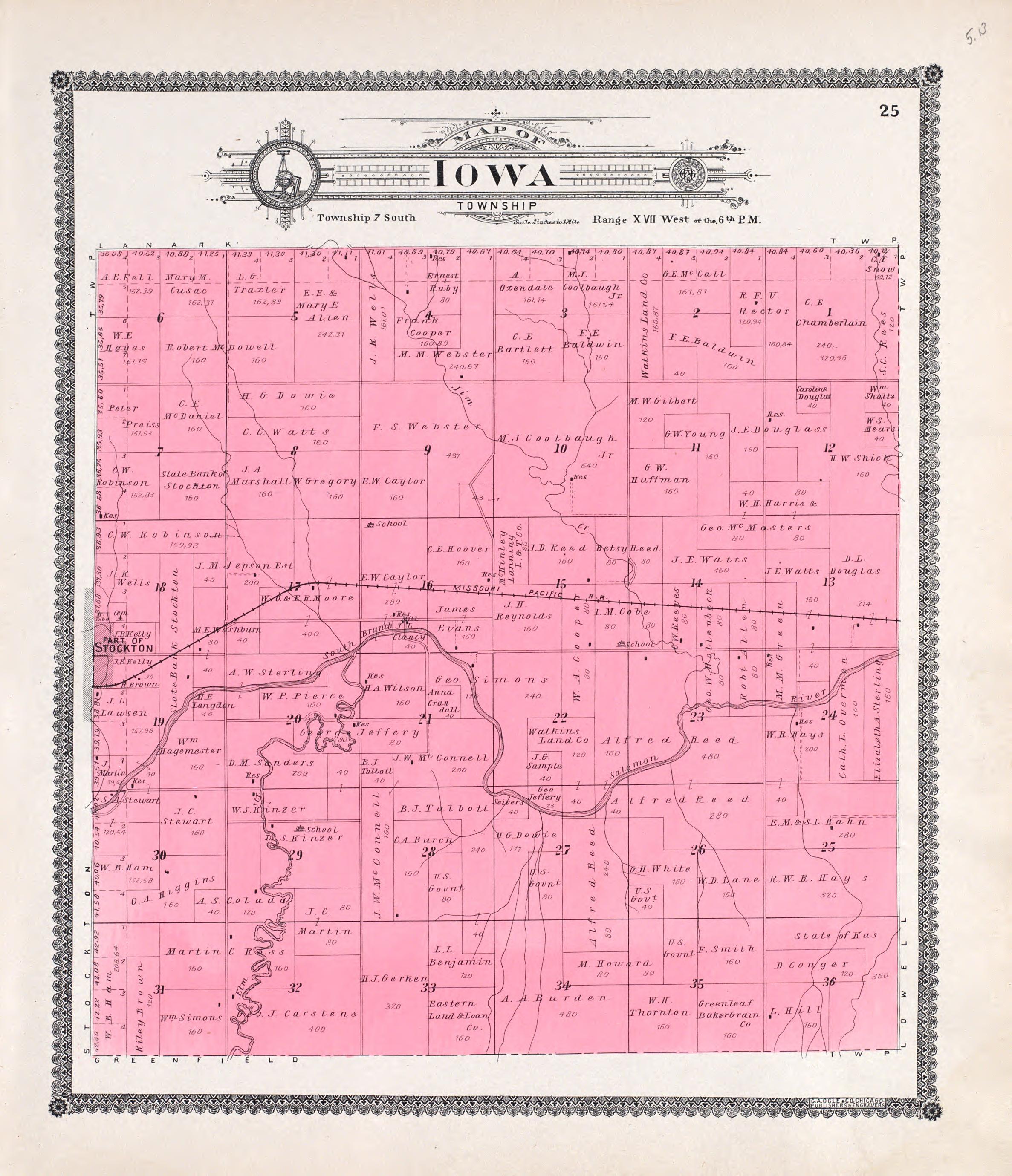 Iowa from Standard Atlas of Rooks County, Kansas : Including a Plat Book of the Villages, Cities and Townships of the County, Map of the State, United States and World, Patrons Directory, Reference Business … 1904 by Relic Map Company