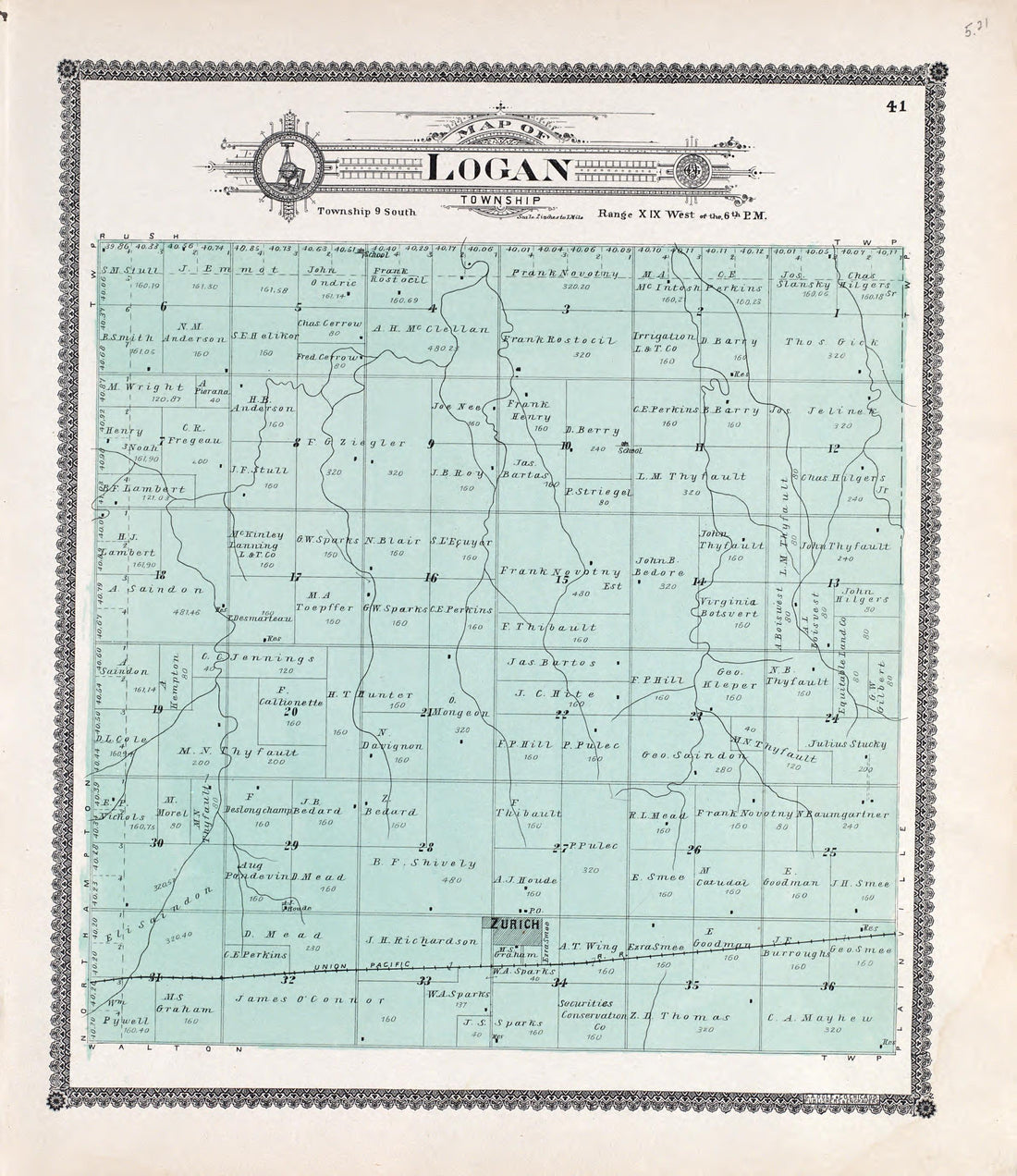 Logan from Standard Atlas of Rooks County, Kansas : Including a Plat Book of the Villages, Cities and Townships of the County, Map of the State, United States and World, Patrons Directory, Reference Business … 1904 by Relic Map Company