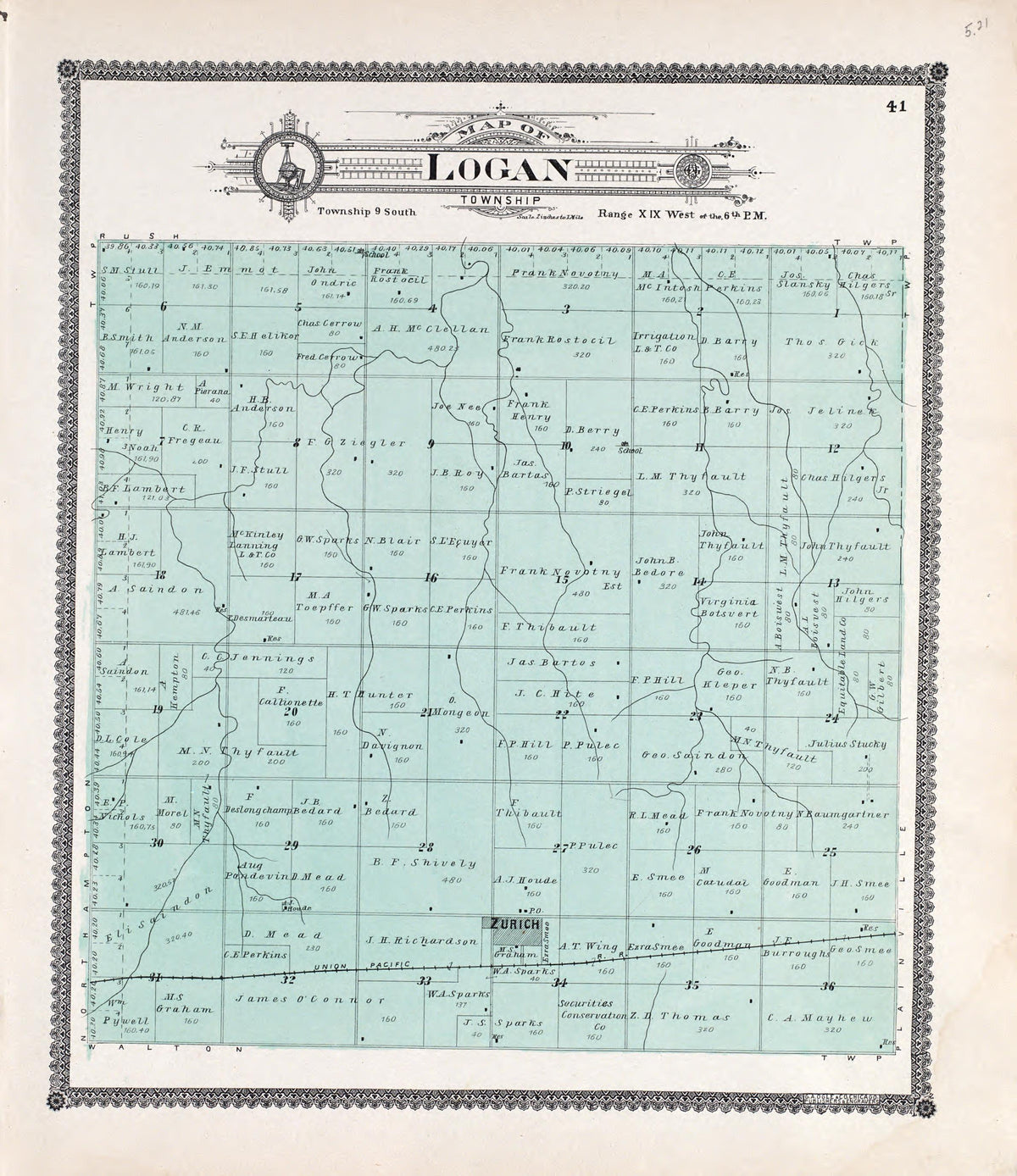 Logan from Standard Atlas of Rooks County, Kansas : Including a Plat Book of the Villages, Cities and Townships of the County, Map of the State, United States and World, Patrons Directory, Reference Business … 1904 by Relic Map Company