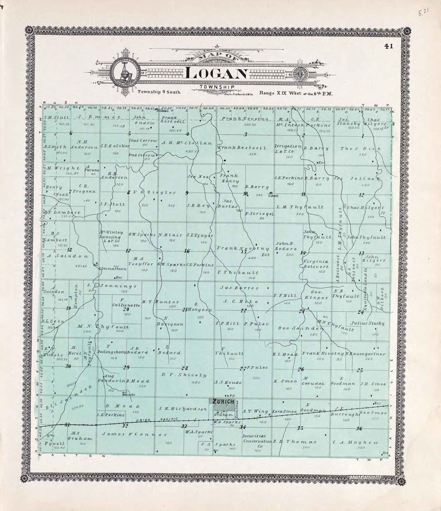 Logan from Standard Atlas of Rooks County, Kansas : Including a Plat Book of the Villages, Cities and Townships of the County, Map of the State, United States and World, Patrons Directory, Reference Business … 1904 by Relic Map Company