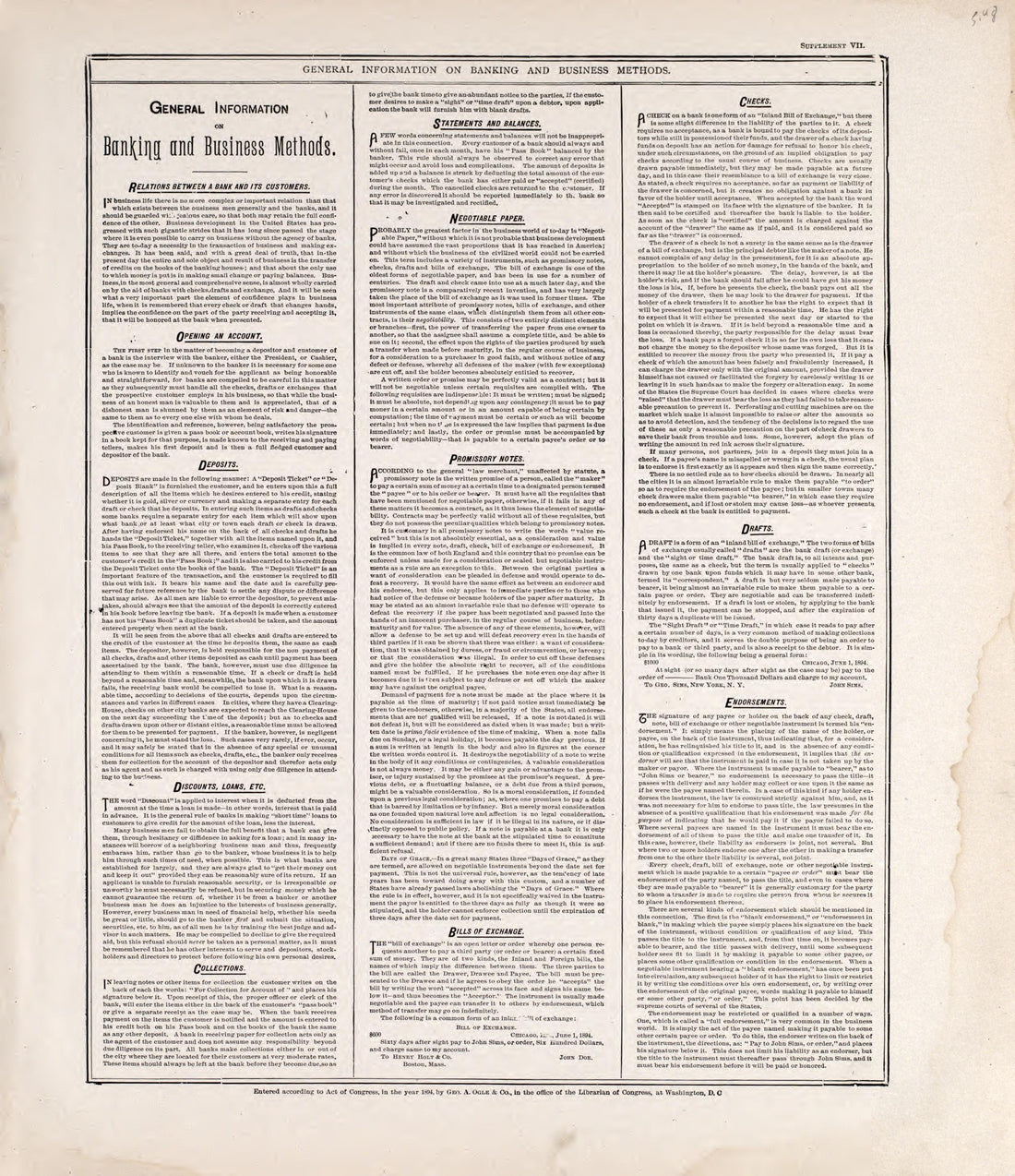 General Information On Banking and Business Methods from Standard Atlas of Rooks County, Kansas : Including a Plat Book of the Villages, Cities and Townships of the County, Map of the State, United States and World, Patrons Directory, Reference Busine... by Relic Map Company