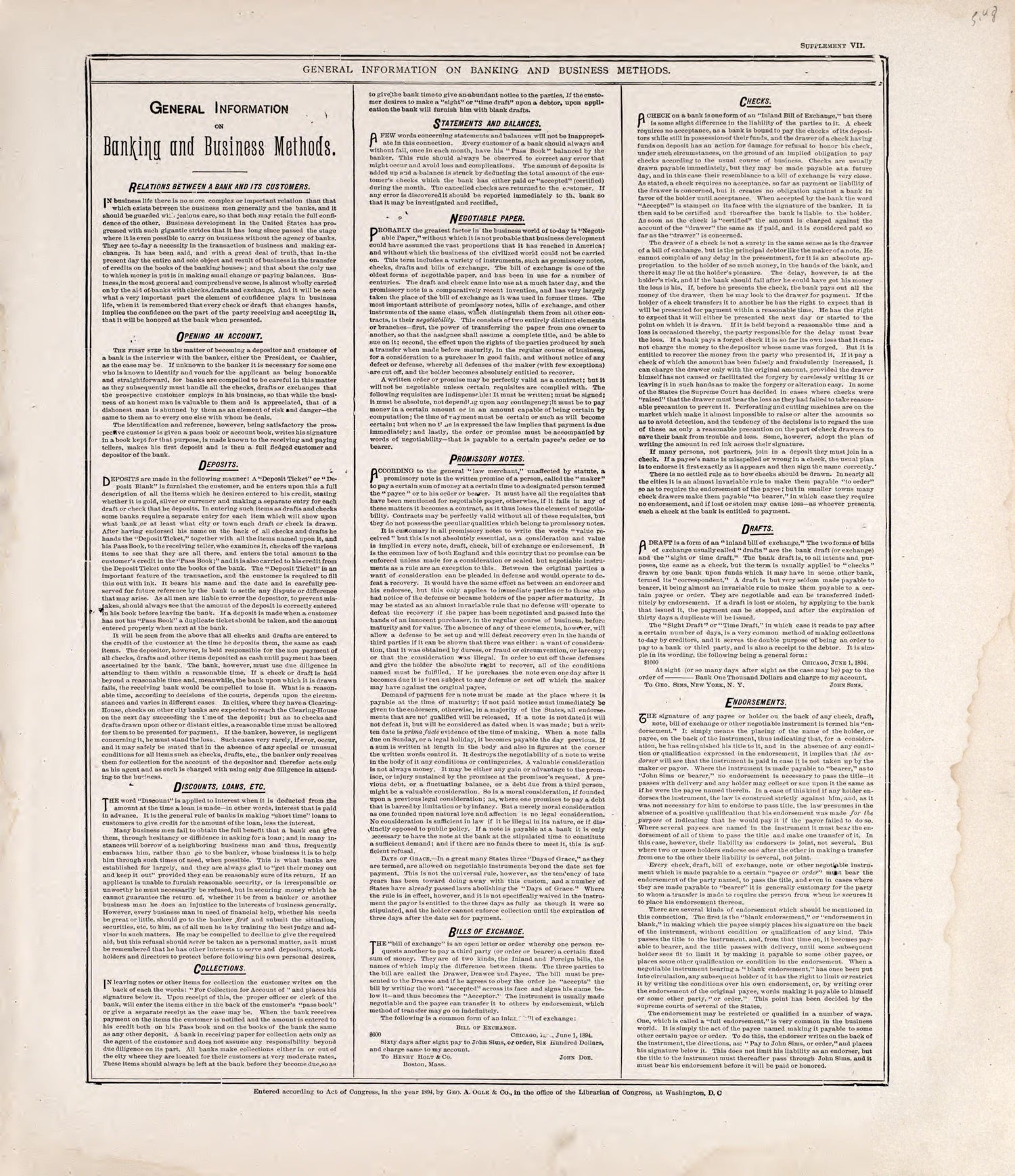 General Information On Banking and Business Methods from Standard Atlas of Rooks County, Kansas : Including a Plat Book of the Villages, Cities and Townships of the County, Map of the State, United States and World, Patrons Directory, Reference Busine... by Relic Map Company