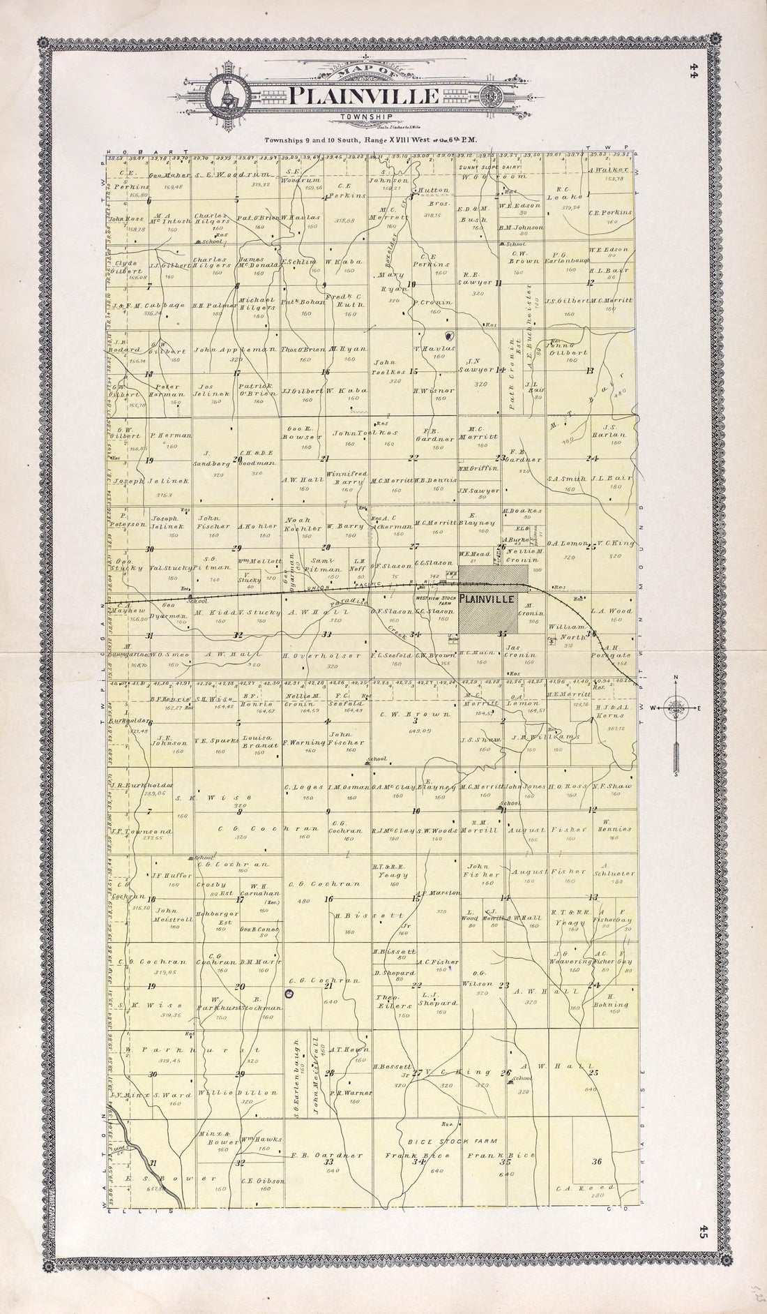 Plainfield from Standard Atlas of Rooks County, Kansas : Including a Plat Book of the Villages, Cities and Townships of the County, Map of the State, United States and World, Patrons Directory, Reference Business … 1904 by Relic Map Company