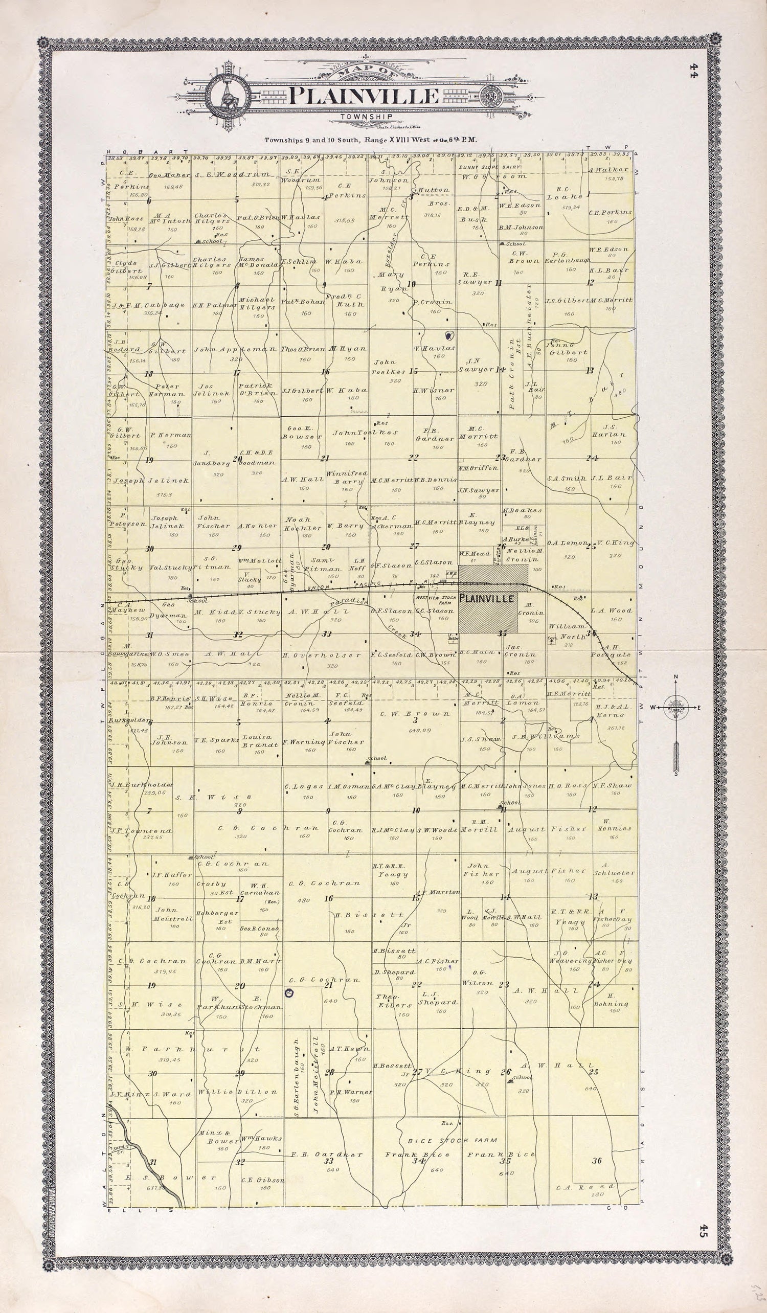 Plainfield from Standard Atlas of Rooks County, Kansas : Including a Plat Book of the Villages, Cities and Townships of the County, Map of the State, United States and World, Patrons Directory, Reference Business … 1904 by Relic Map Company