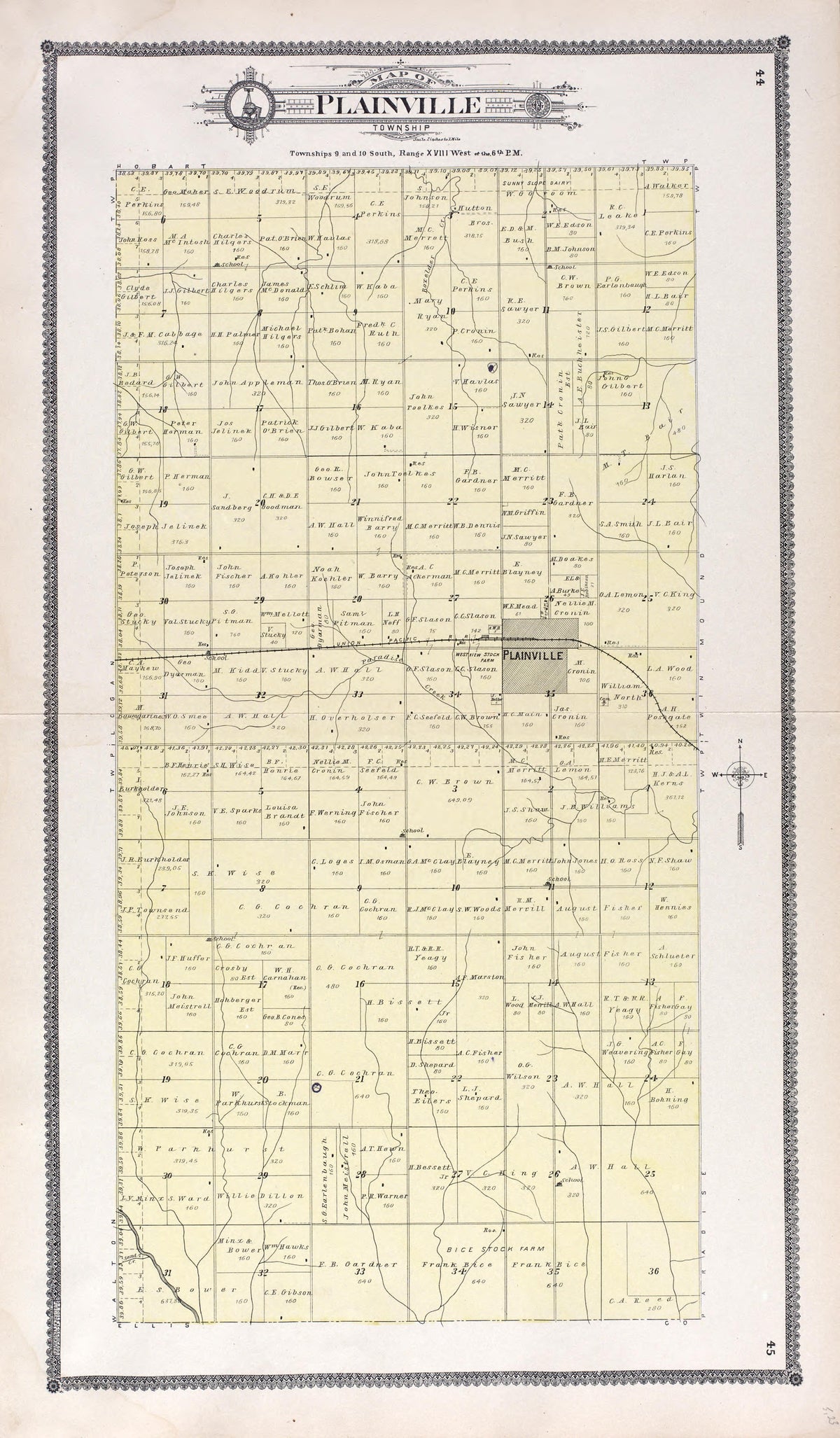 Plainfield from Standard Atlas of Rooks County, Kansas : Including a Plat Book of the Villages, Cities and Townships of the County, Map of the State, United States and World, Patrons Directory, Reference Business … 1904 by Relic Map Company