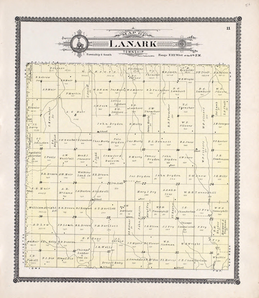 Lanark from Standard Atlas of Rooks County, Kansas : Including a Plat Book of the Villages, Cities and Townships of the County, Map of the State, United States and World, Patrons Directory, Reference Business … 1904 by Relic Map Company