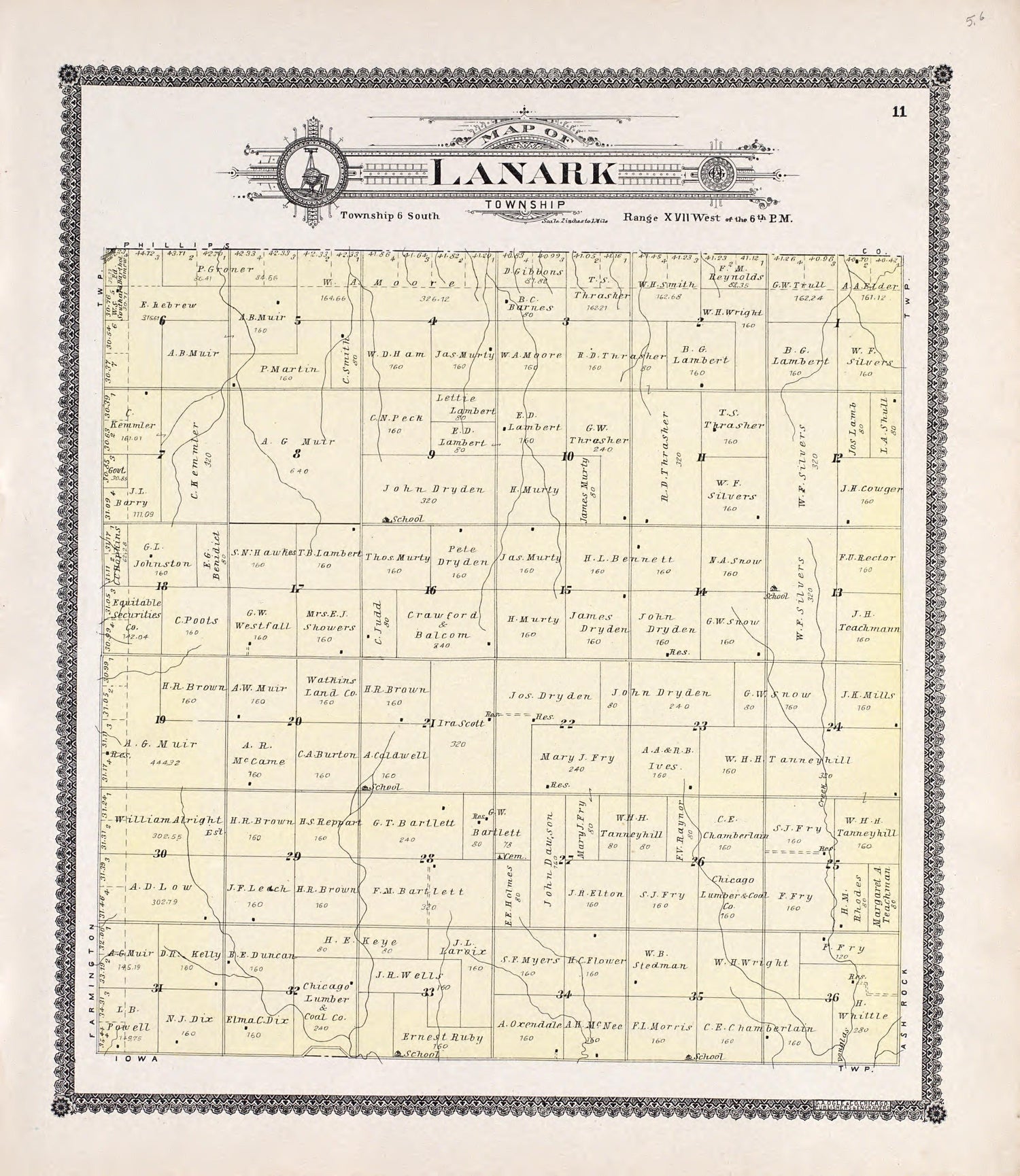 Lanark from Standard Atlas of Rooks County, Kansas : Including a Plat Book of the Villages, Cities and Townships of the County, Map of the State, United States and World, Patrons Directory, Reference Business … 1904 by Relic Map Company