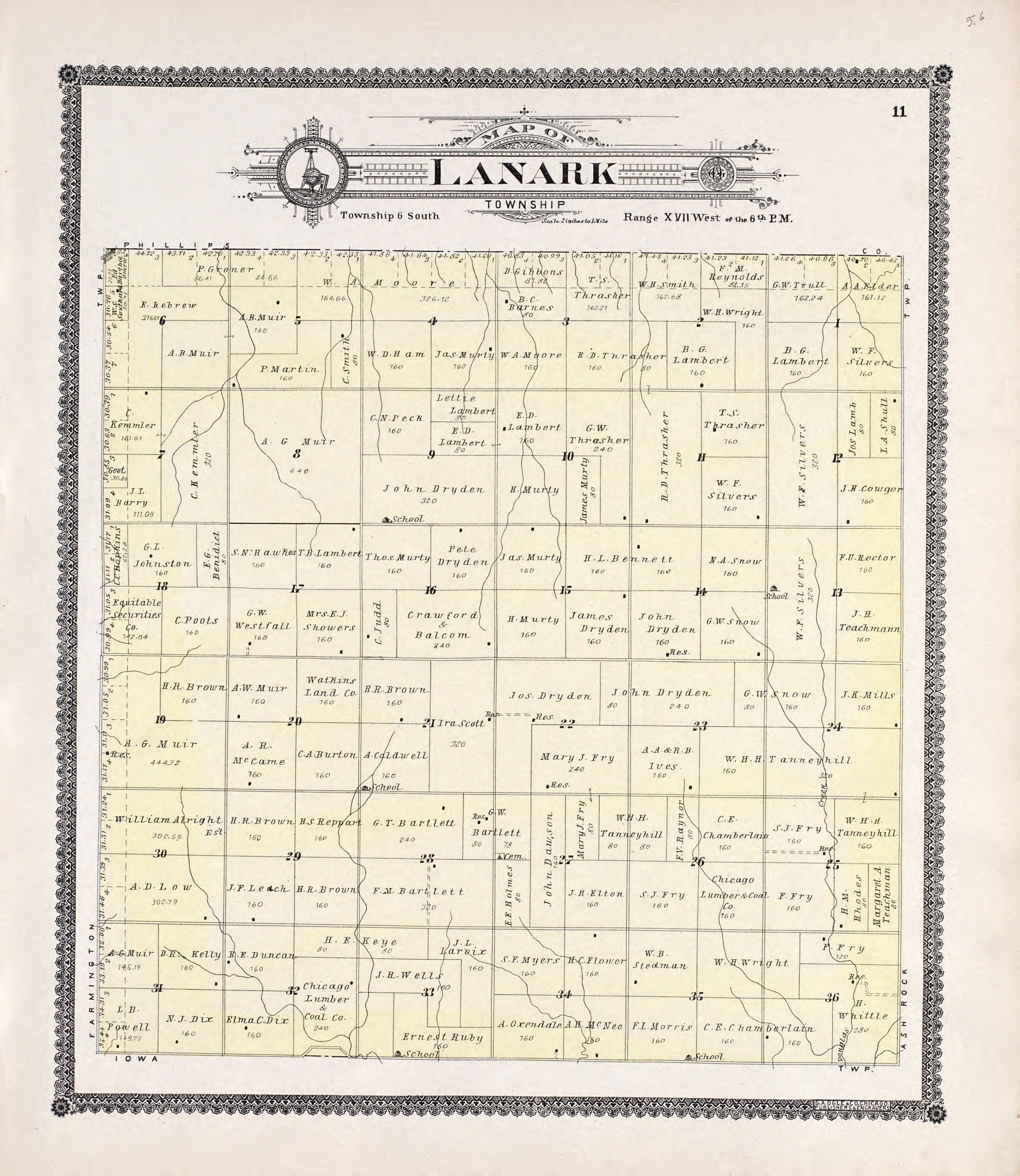 Lanark from Standard Atlas of Rooks County, Kansas : Including a Plat Book of the Villages, Cities and Townships of the County, Map of the State, United States and World, Patrons Directory, Reference Business … 1904 by Relic Map Company