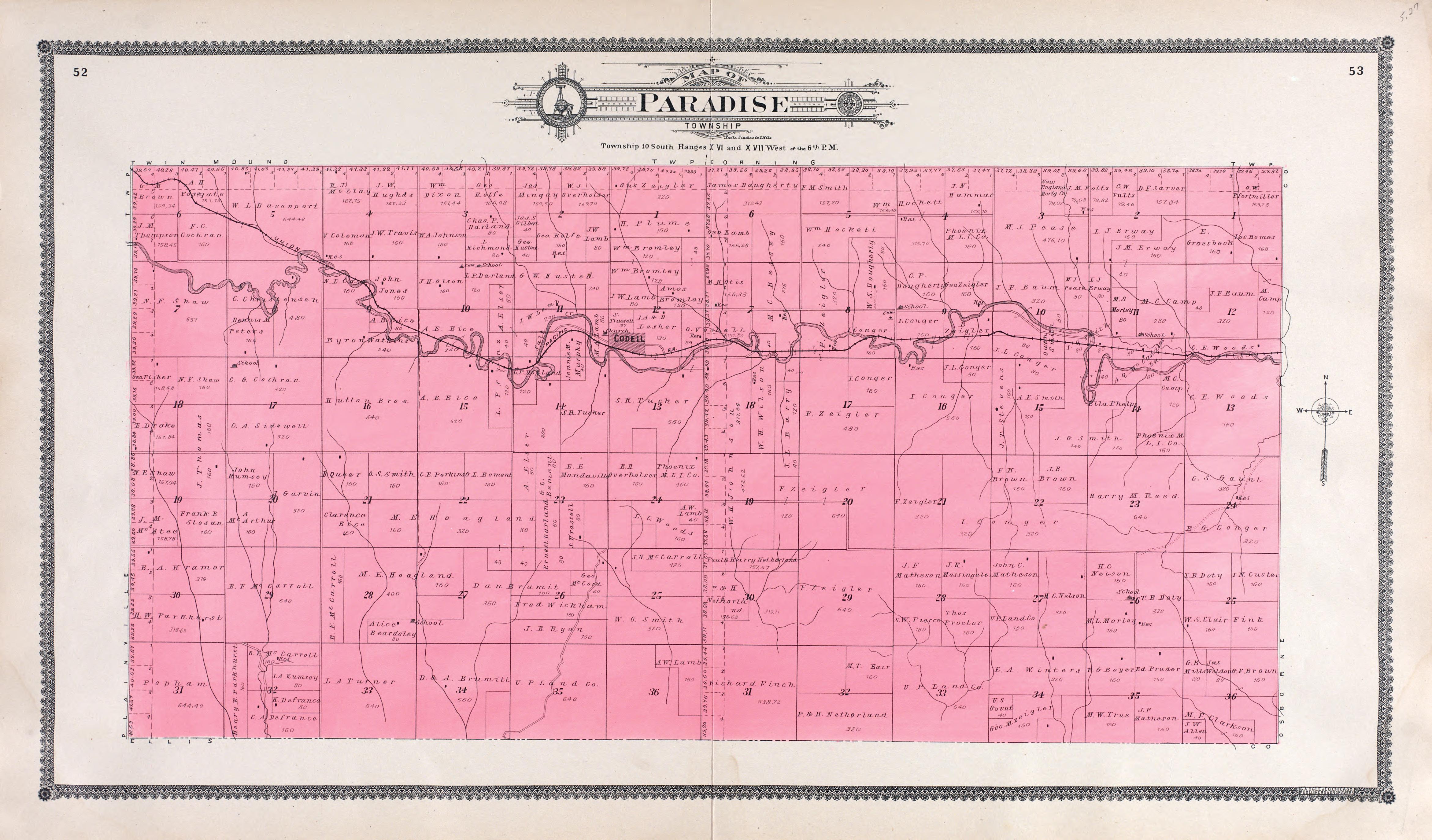 Old Map of , Rooks County, Kansas [1904] Paradise – Relic Map Co.