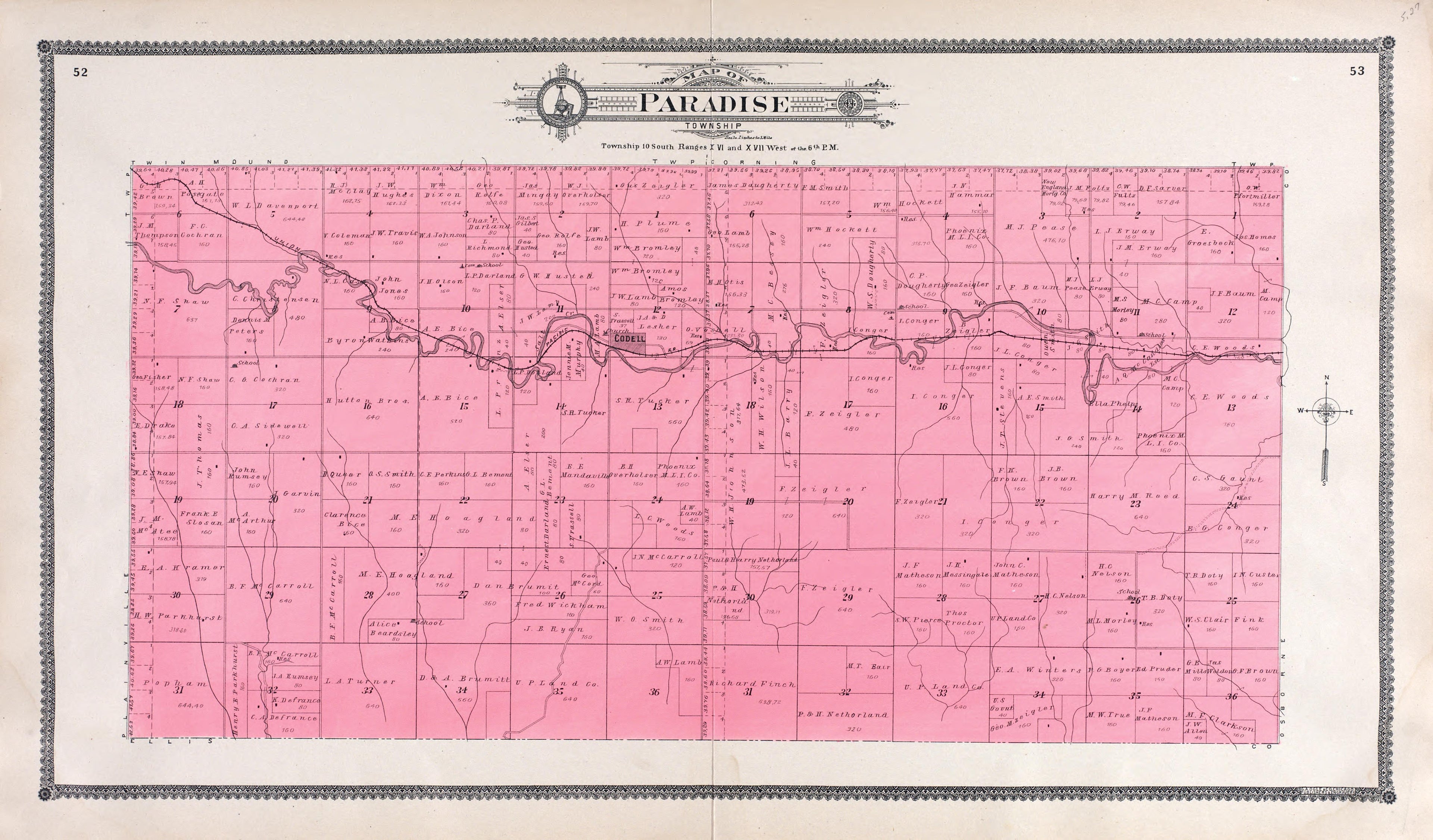 Paradise from Standard Atlas of Rooks County, Kansas : Including a Plat Book of the Villages, Cities and Townships of the County, Map of the State, United States and World, Patrons Directory, Reference Business … 1904 by Relic Map Company