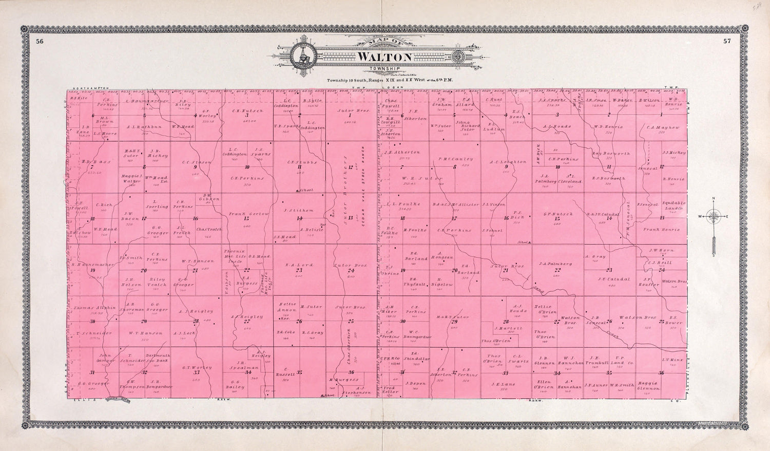 Walton from Standard Atlas of Rooks County, Kansas : Including a Plat Book of the Villages, Cities and Townships of the County, Map of the State, United States and World, Patrons Directory, Reference Business … 1904 by Relic Map Company
