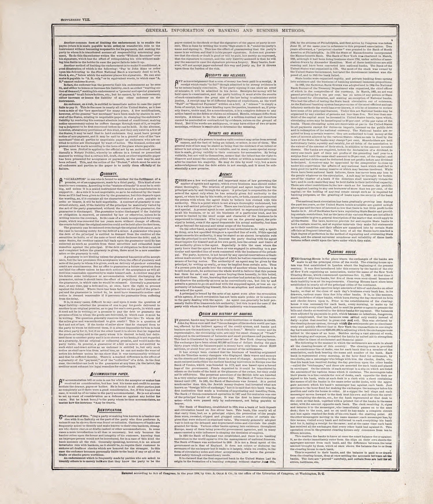General Information On Banking and Business Methods (continued) from Standard Atlas of Rooks County, Kansas : Including a Plat Book of the Villages, Cities and Townships of the County, Map of the State, United States and World, Patrons Directory, Refe... by Relic Map Company