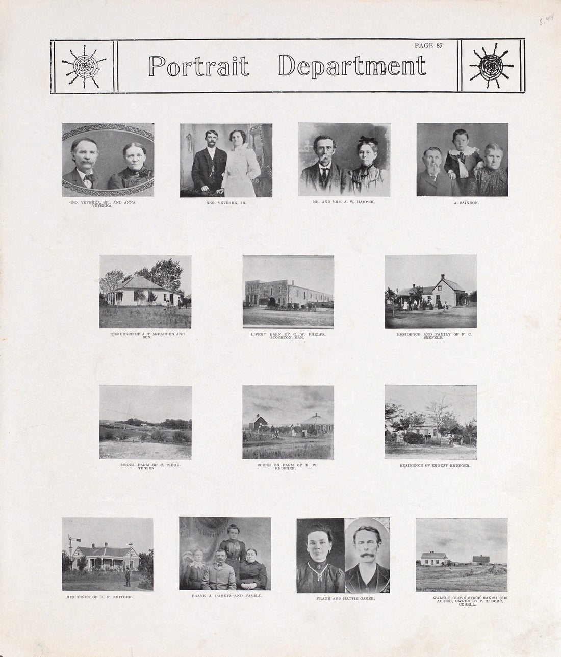 Portraits from Standard Atlas of Rooks County, Kansas : Including a Plat Book of the Villages, Cities and Townships of the County, Map of the State, United States and World, Patrons Directory, Reference Business … 1904 by Relic Map Company