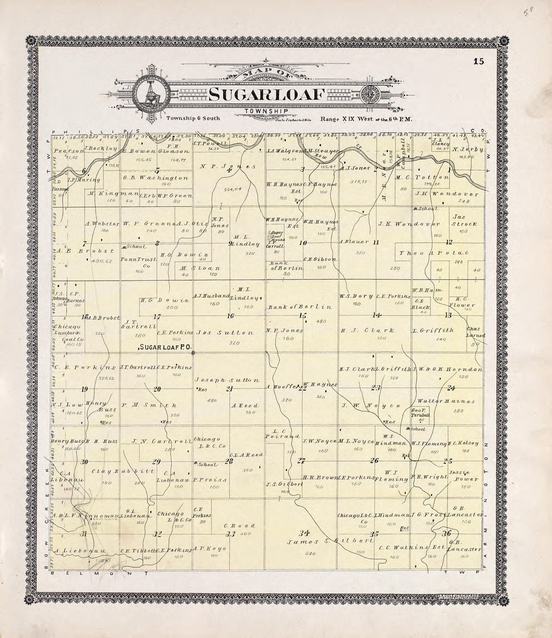 Sugarloaf from Standard Atlas of Rooks County, Kansas : Including a Plat Book of the Villages, Cities and Townships of the County, Map of the State, United States and World, Patrons Directory, Reference Business … 1904 by Relic Map Company