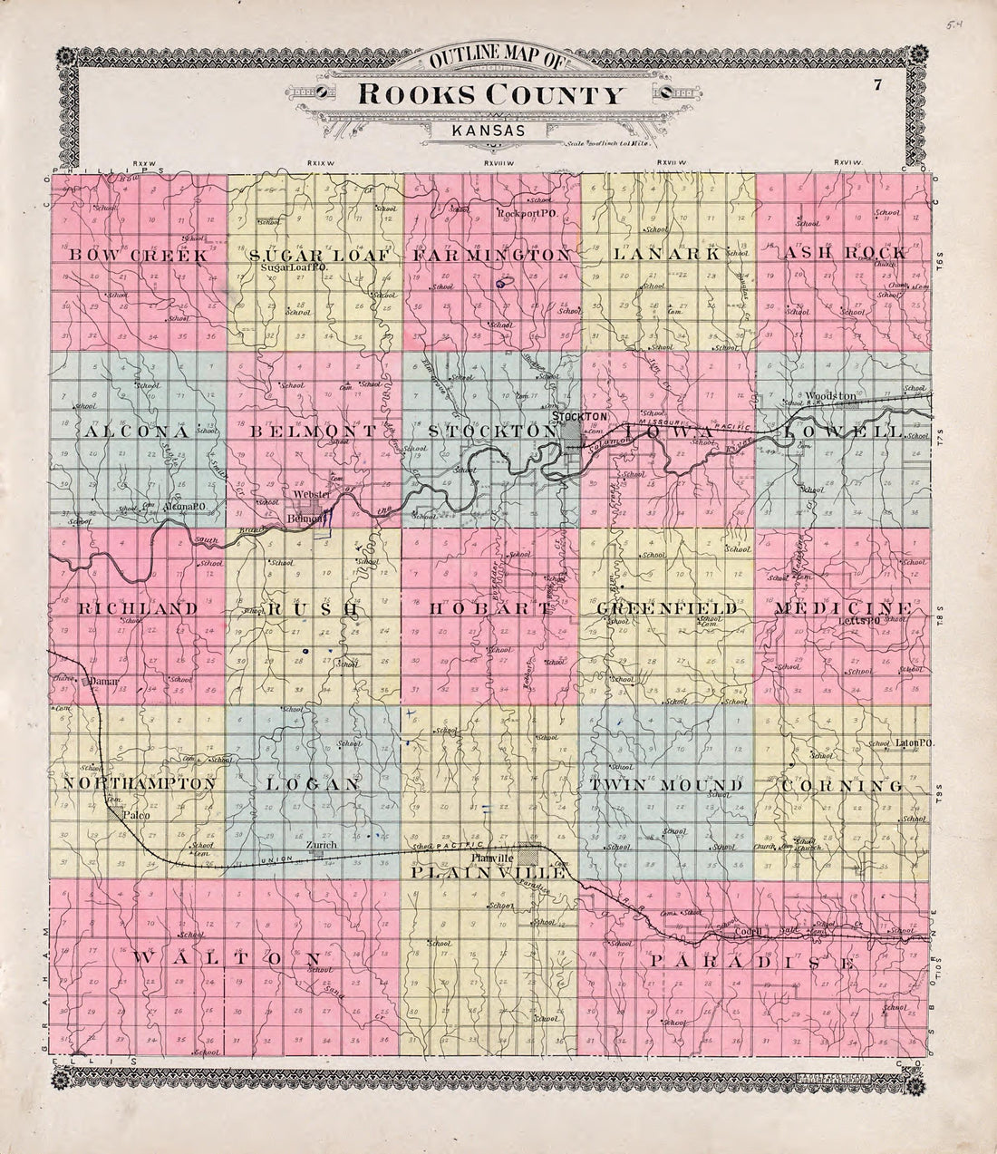 Rooks County from Standard Atlas of Rooks County, Kansas : Including a Plat Book of the Villages, Cities and Townships of the County, Map of the State, United States and World, Patrons Directory, Reference Business … 1904 by Relic Map Company