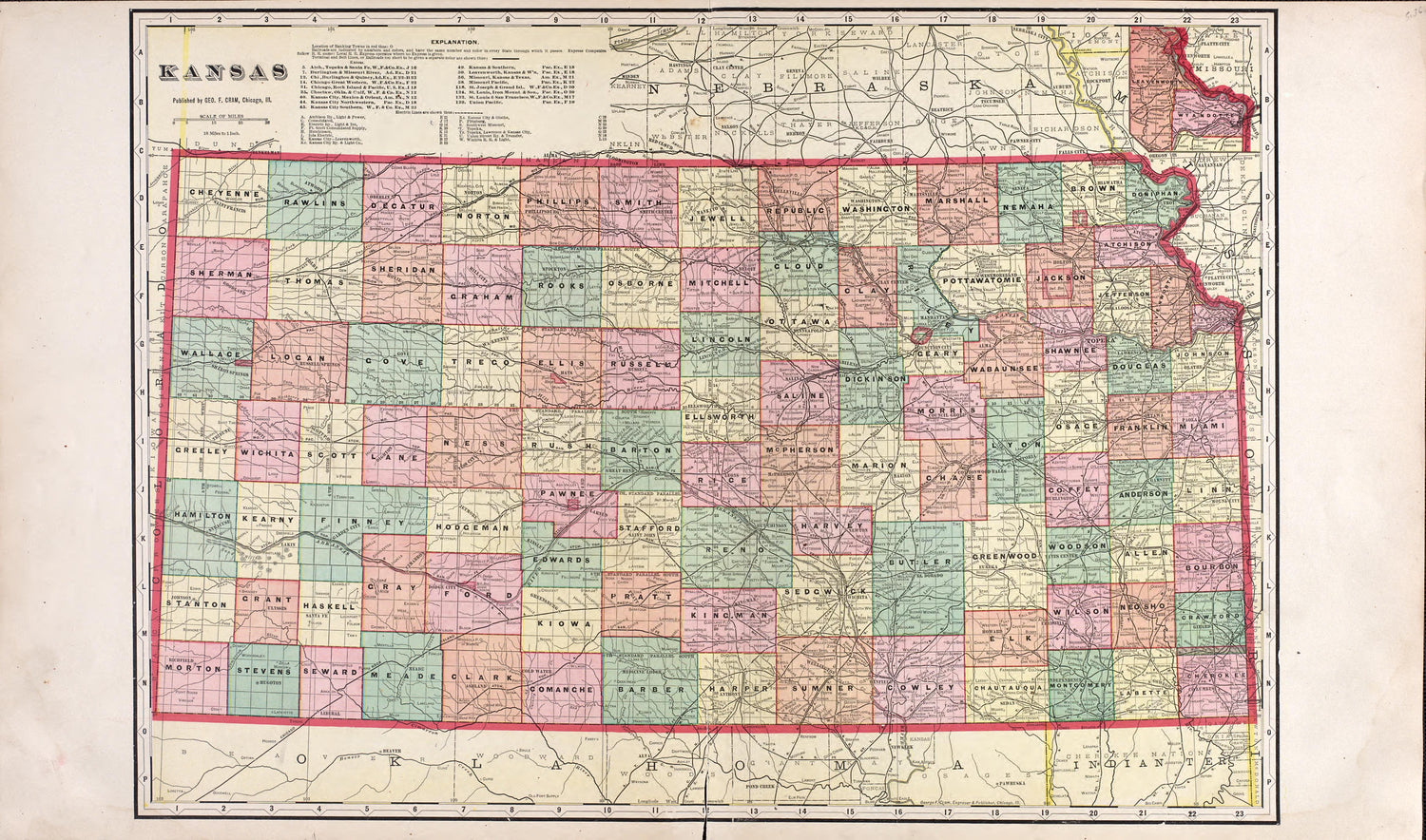 Kansas from Standard Atlas of Rooks County, Kansas : Including a Plat Book of the Villages, Cities and Townships of the County, Map of the State, United States and World, Patrons Directory, Reference Business … 1904 by Relic Map Company