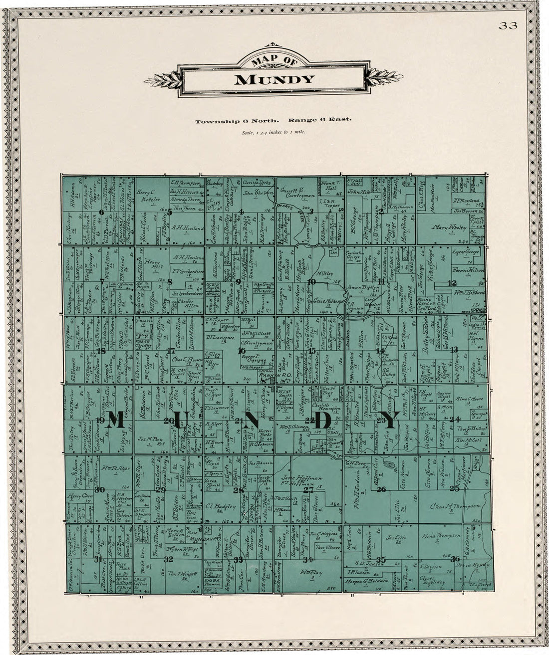 Map of Mundy from Atlas of Genesee County, Michigan : Containing Maps of Every Township In the County, With Village and City Plats, Also Maps of Michigan and the United States, from Official Records 1899 by Relic Map Company