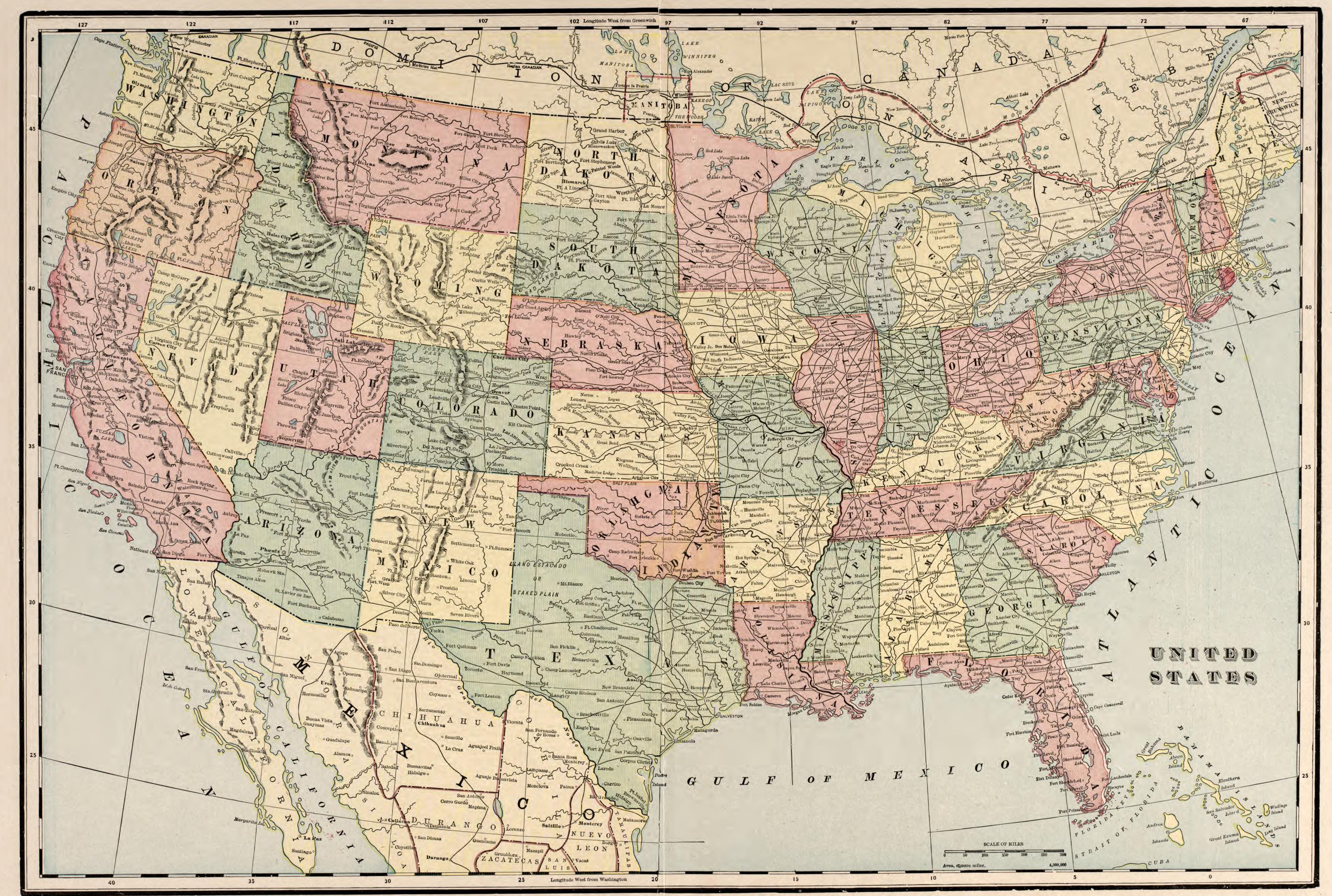 Map of United States from Atlas of Genesee County, Michigan : Containing Maps of Every Township In the County, With Village and City Plats, Also Maps of Michigan and the United States, from Official Records 1899 by Relic Map Company
