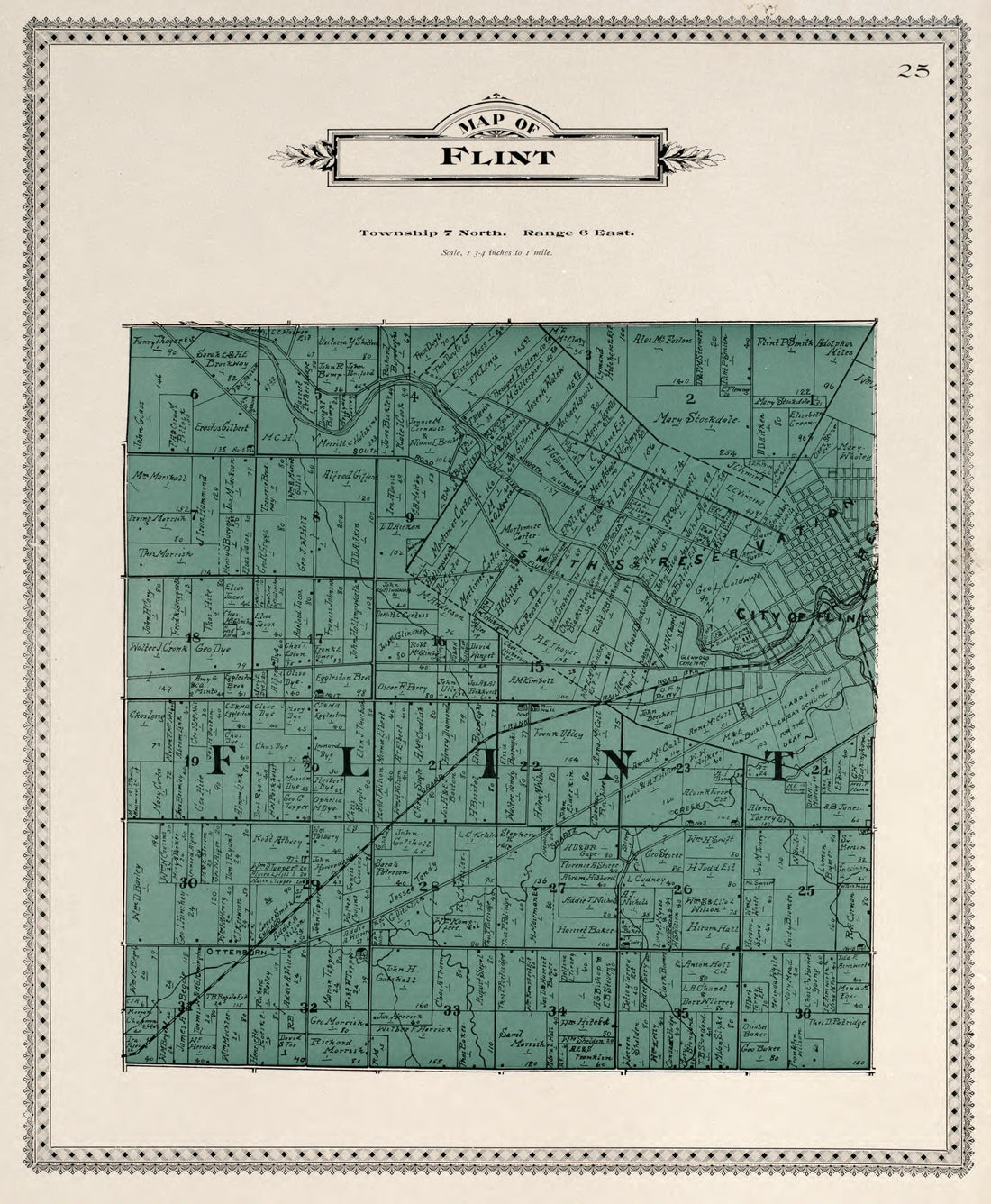 Map of Flint from Atlas of Genesee County, Michigan : Containing Maps of Every Township In the County, With Village and City Plats, Also Maps of Michigan and the United States, from Official Records 1899 by Relic Map Company